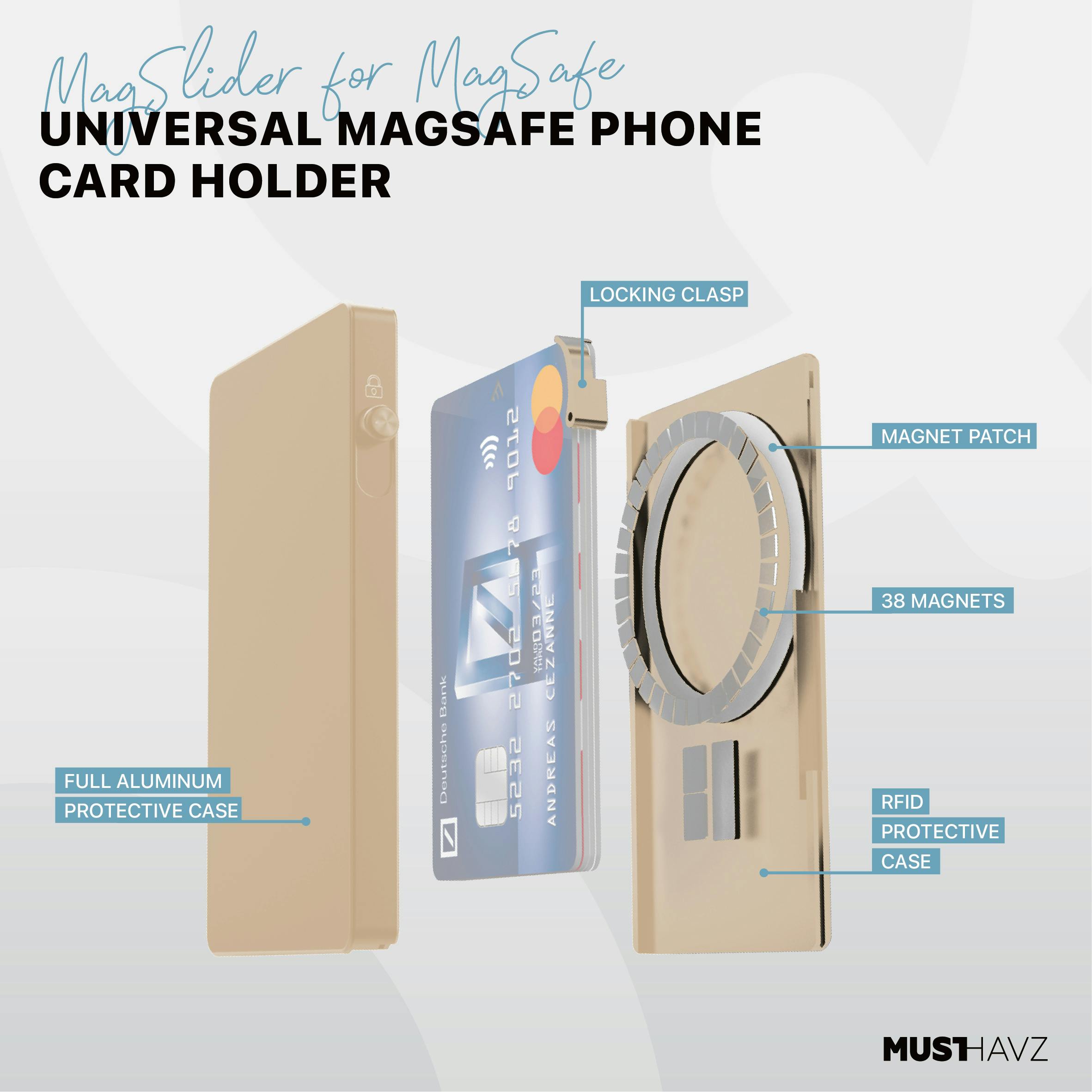 Musthavz MagSlider Luxe Magnetische Kaarthouder Titanium