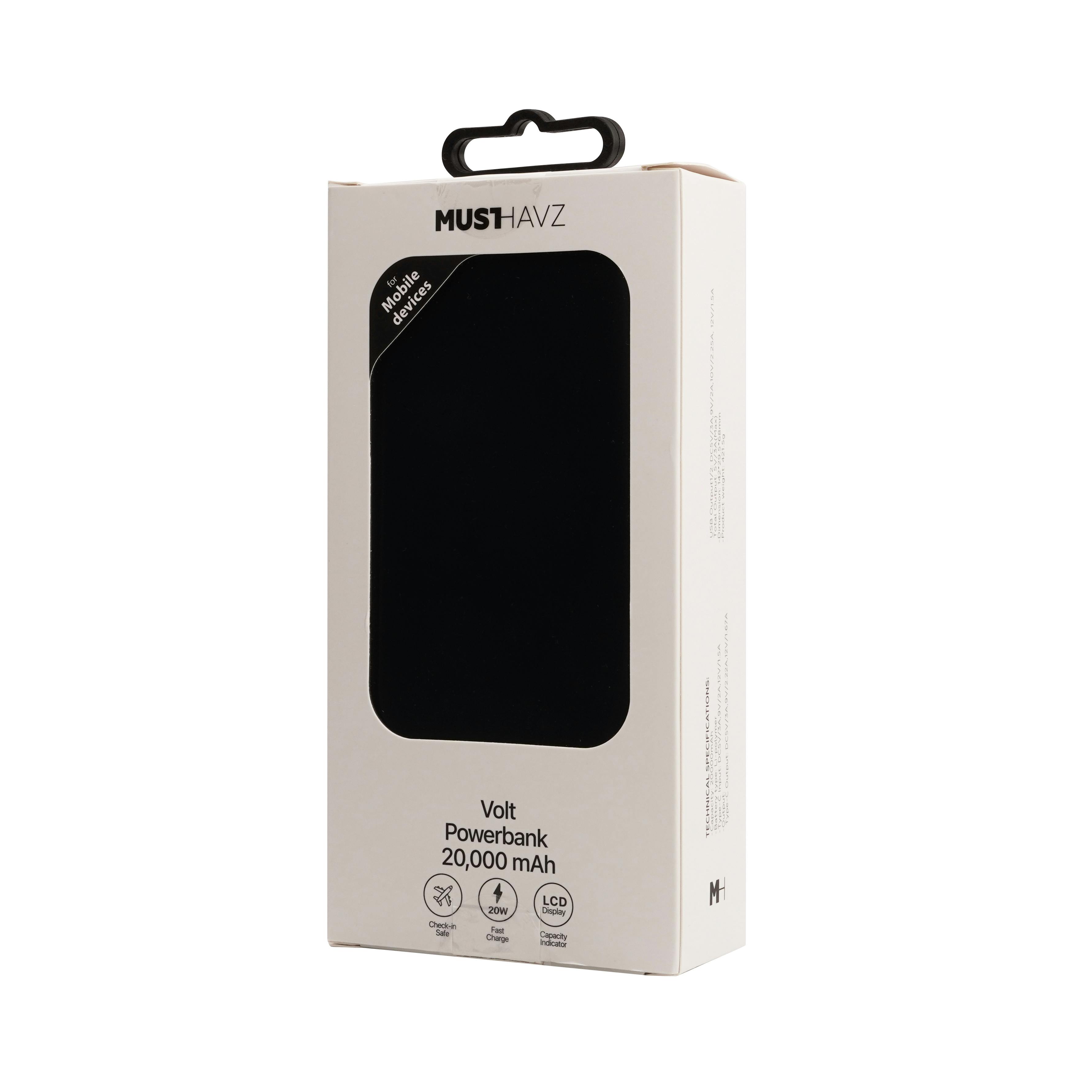 Musthavz Volt Powerbank 20W PD Zwart 20.000mAh