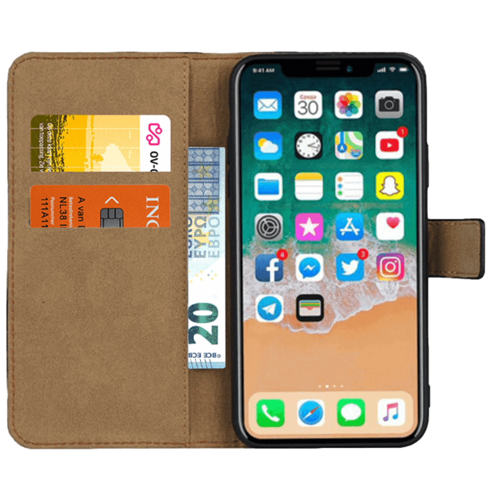 CaseBody iPhone 11 Pro Echt Lederen Bookcase Zwart