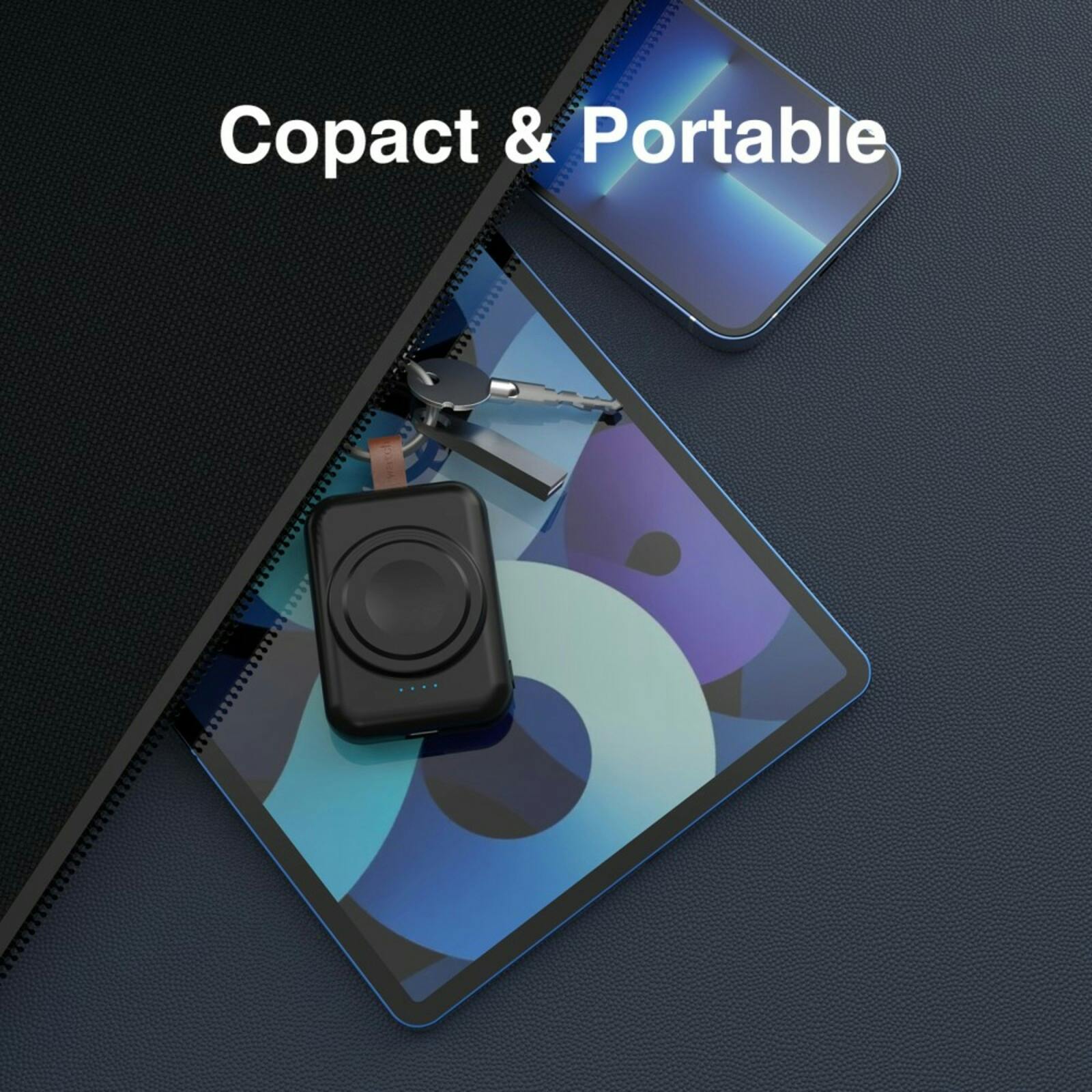 Mocaa 1800mAh Mini Wireless Apple Watch Charger Zwart 1.800 mAh