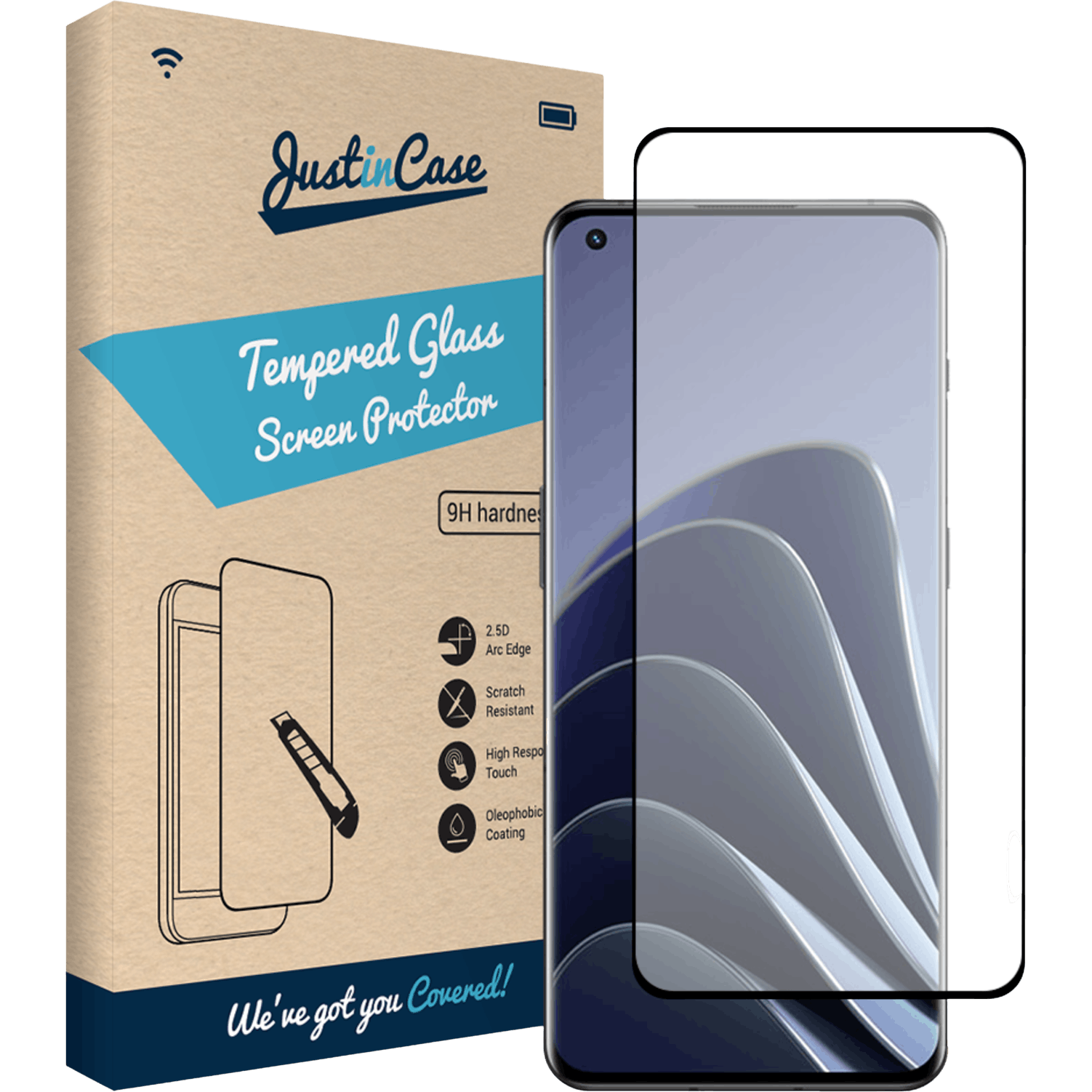 Just in Case OnePlus 10 Pro Gehard Glas Screenprotector Black