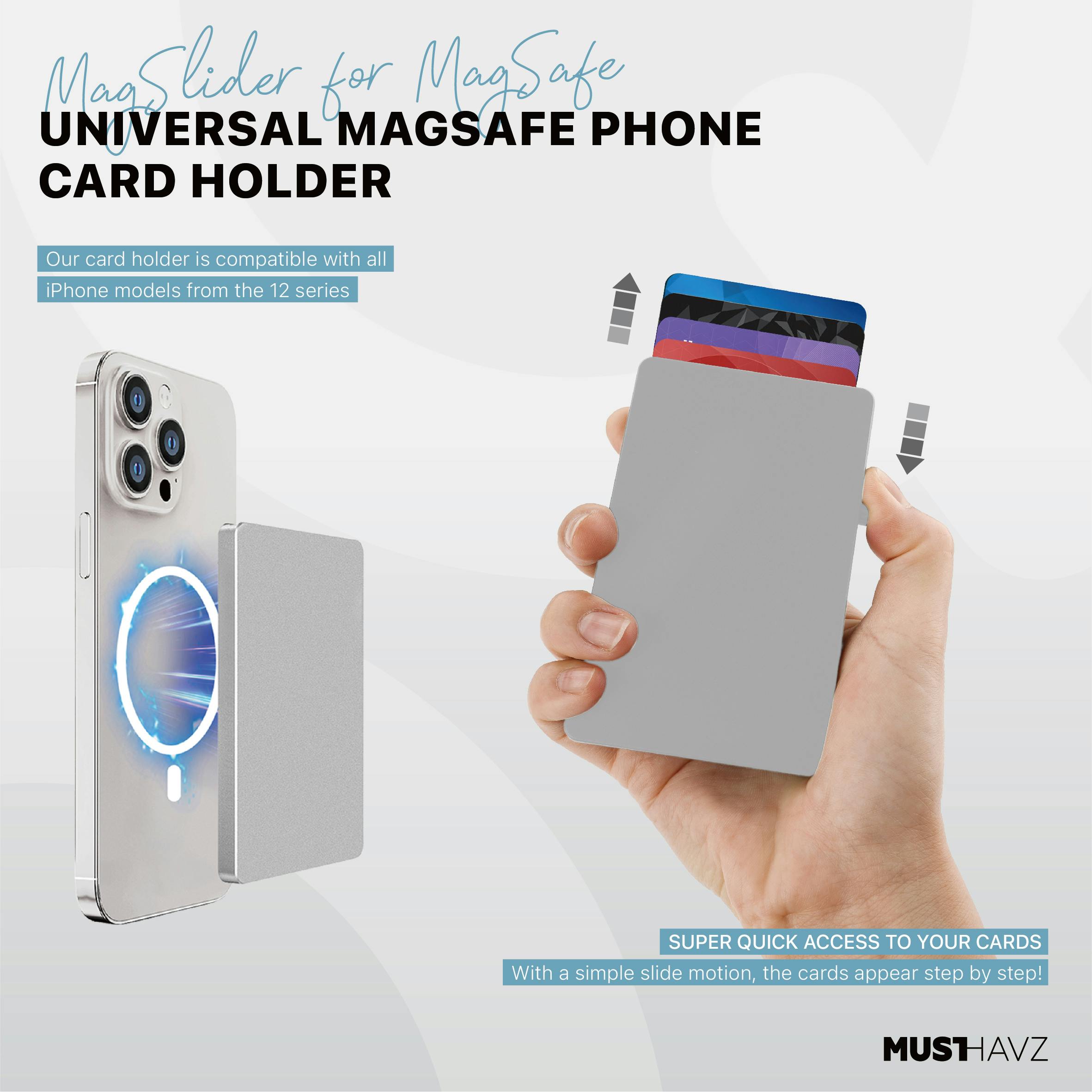 Musthavz MagSlider Luxe Magnetische Kaarthouder Zilver