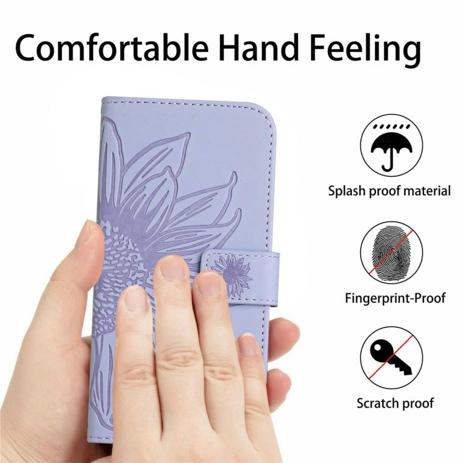 Mocaa Samsung Galaxy S24 FE Sunflower Bookcase met Koord Paars