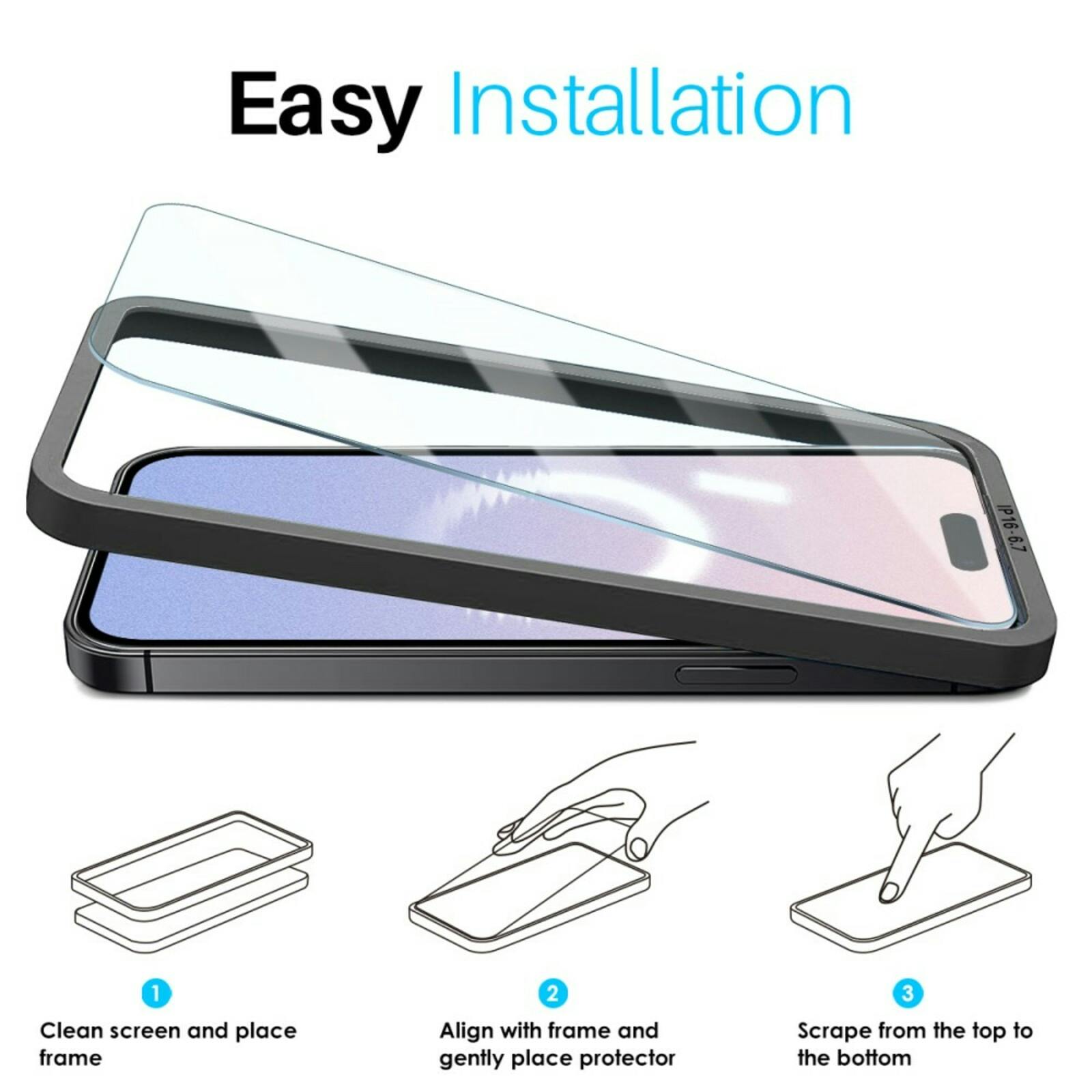 Northjo iPhone 16 Plus Duo Pack A+ Screenprotector Met Installatiehulp Transparant