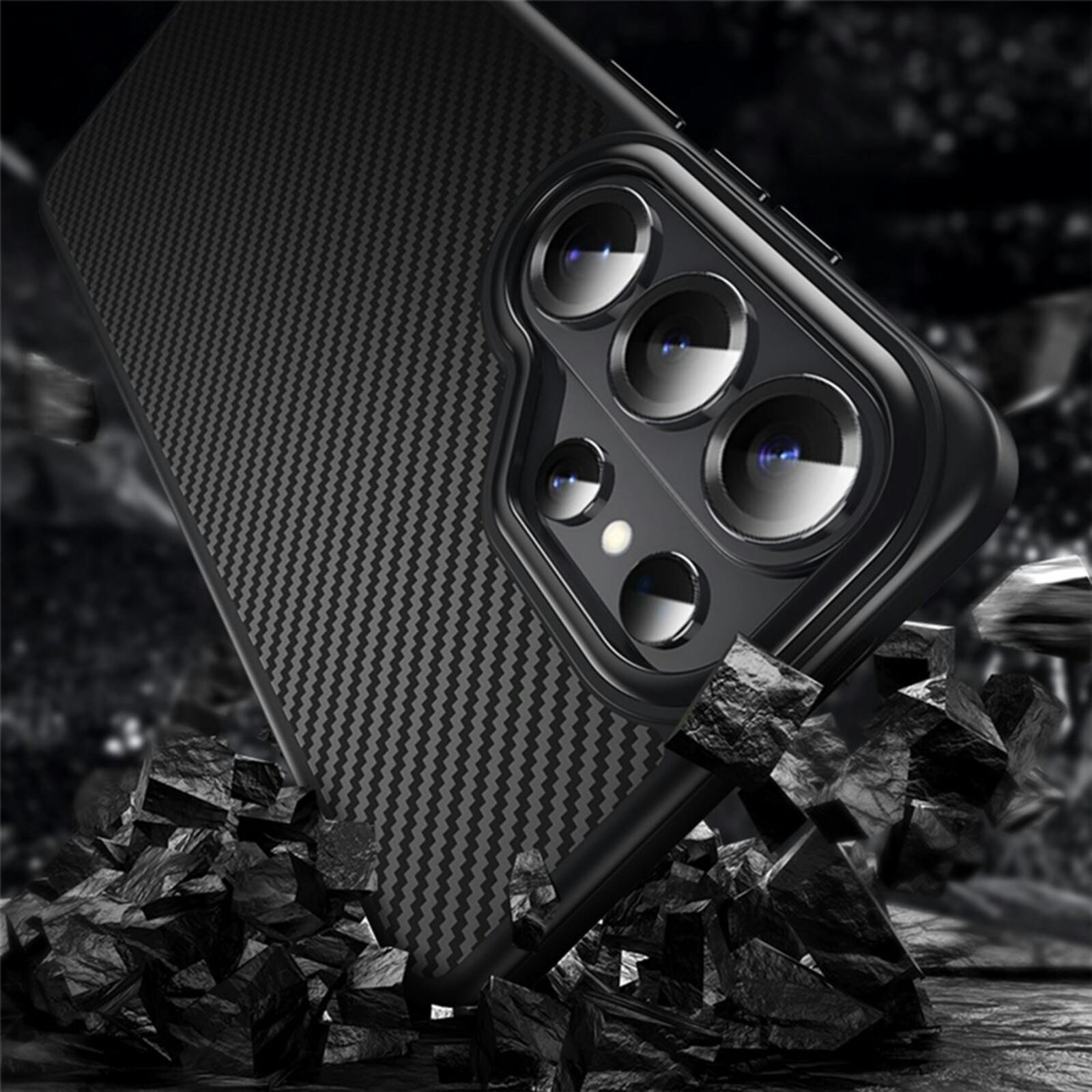 CaseBody Samsung Galaxy S26 Ultra Carbon Fiber Magnetic Hoesje Zwart