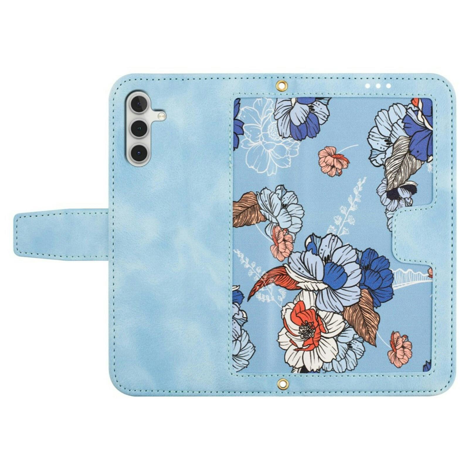 Mocaa Samsung Galaxy A55 Floral Series Bookcase Blauw