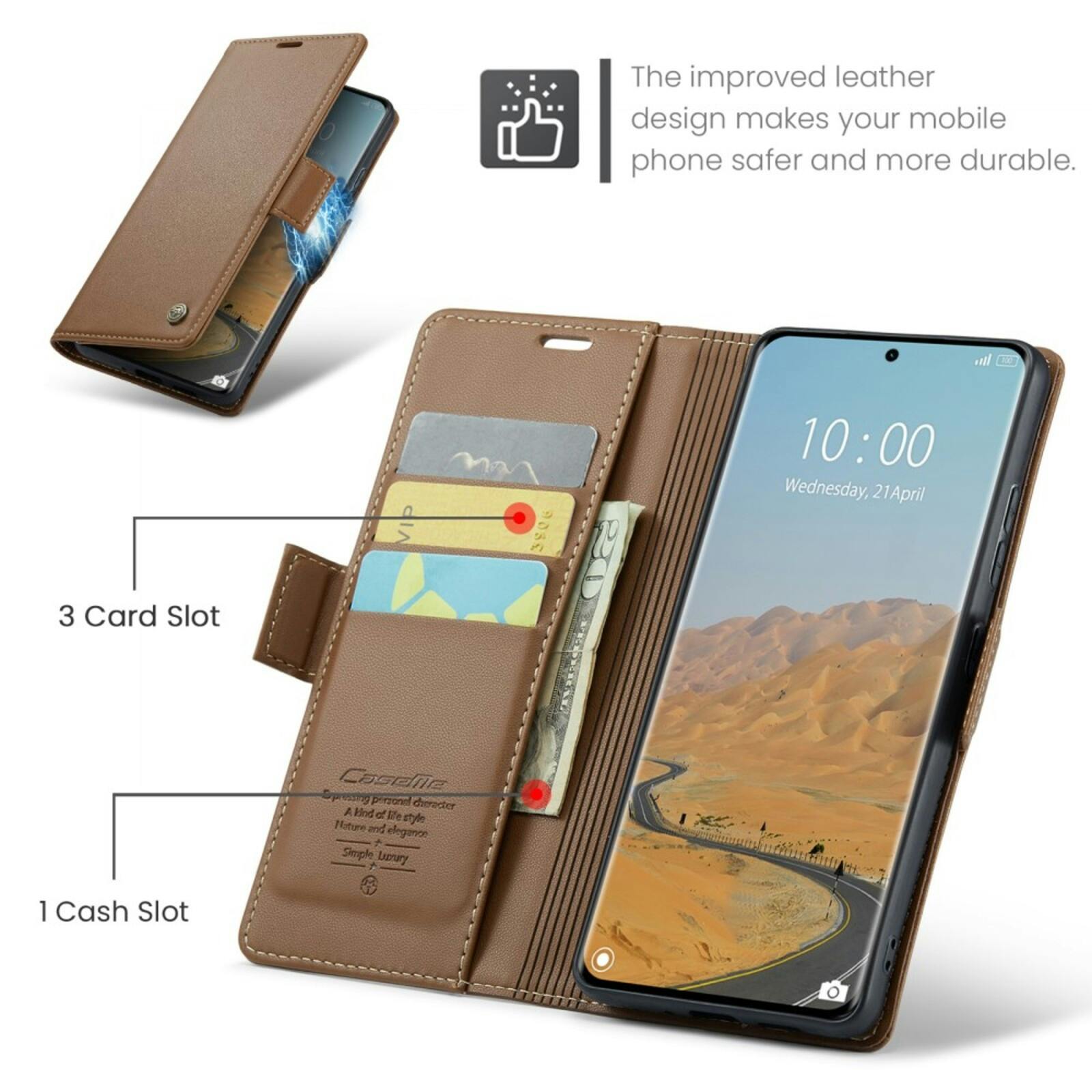 Caseme Xiaomi Redmi Note 14 Pro(+) Bookcase Hoesje Bruin