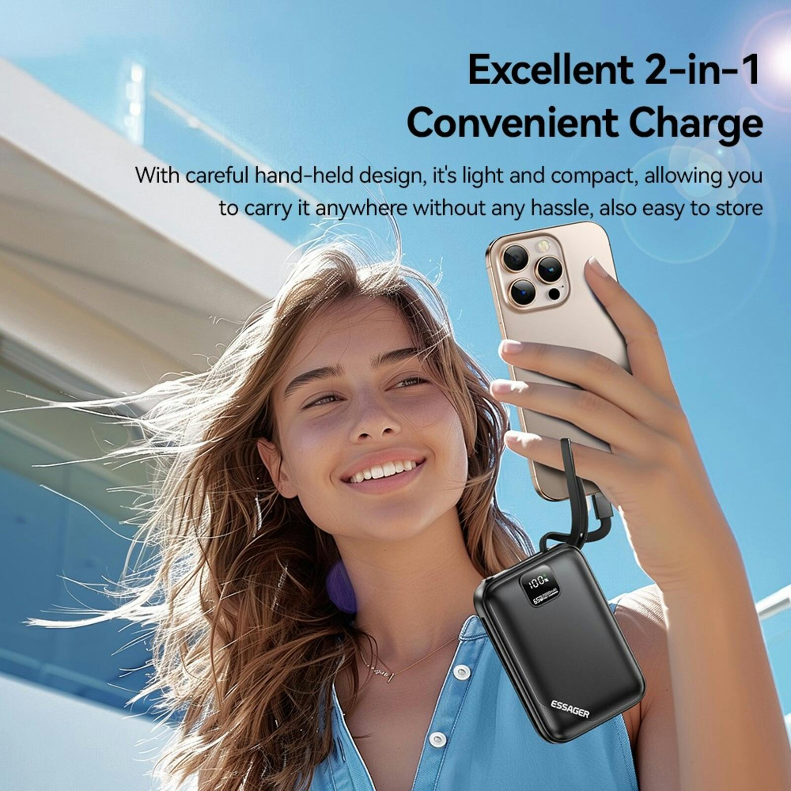Essager 65W Rapid Portable Powerbank 20.000mAh Zwart