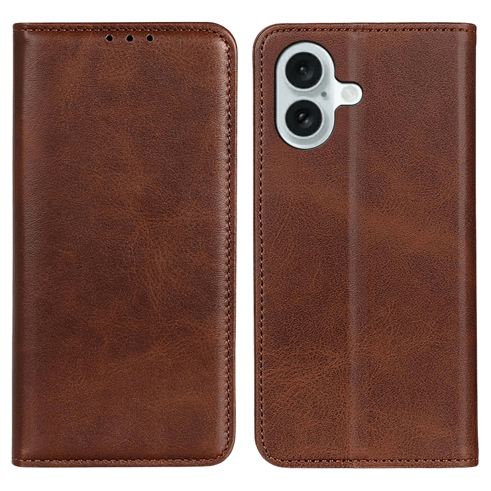 CaseBody Apple iPhone 17 Real Leather Wallet Hoesje Bruin