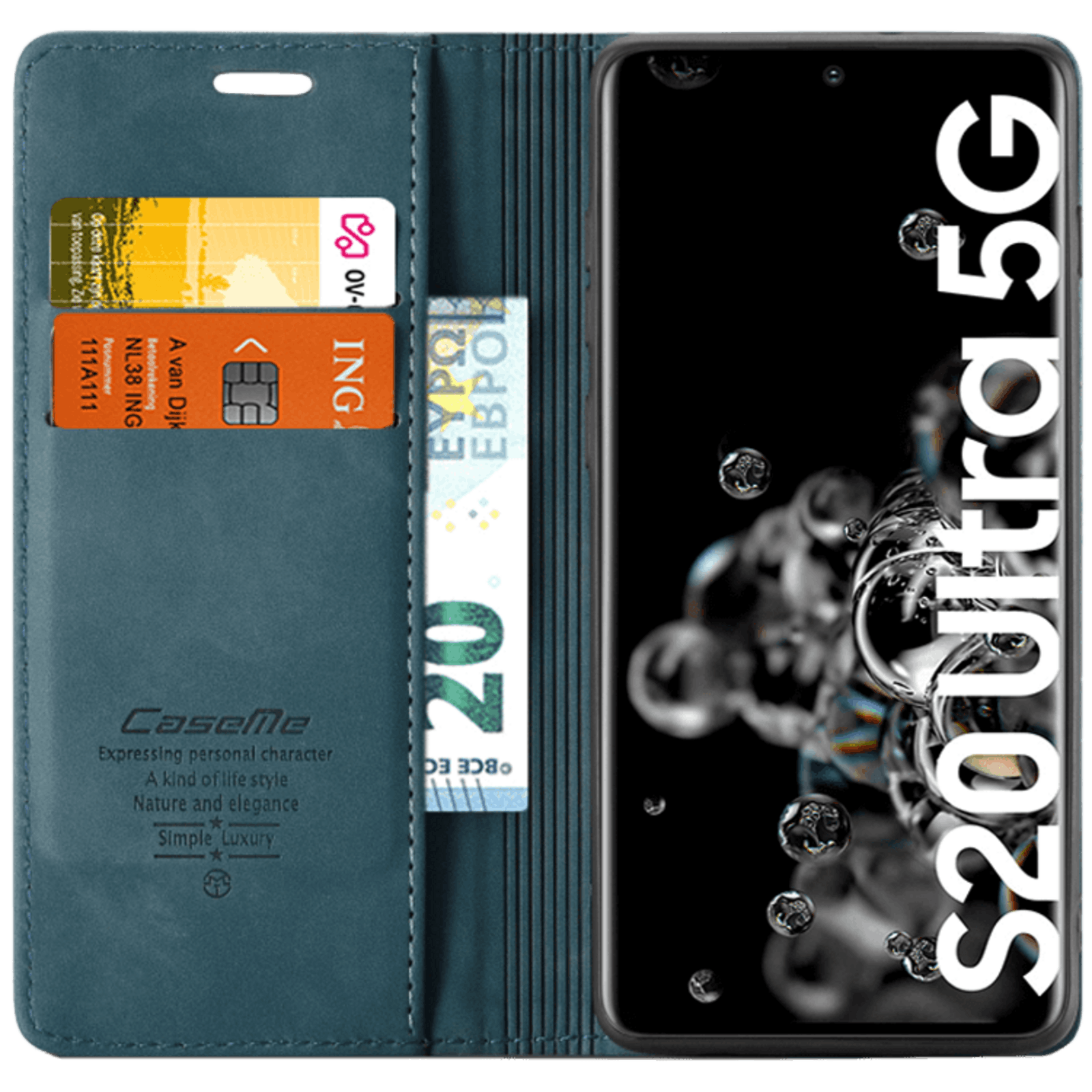 Caseme Samsung Galaxy S20 Ultra Business Wallet Bookcase Hoesje Blauw