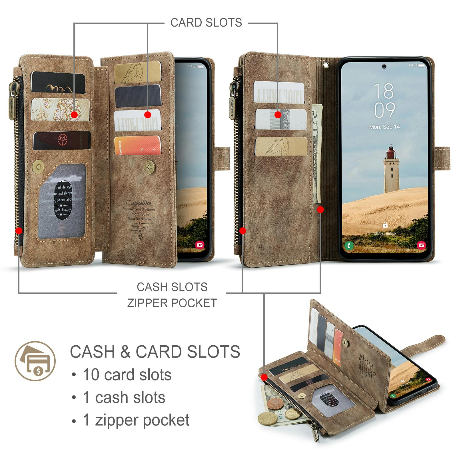 Caseme Samsung Galaxy A57 Vintage Wallet Hoesje Bruin