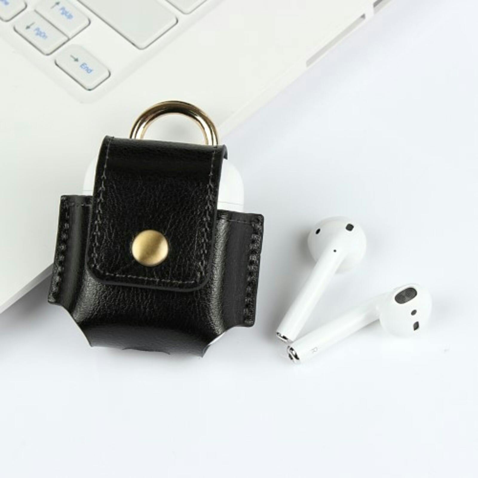 Mocaa Echt Leder AirPods 1/2 Case Zwart