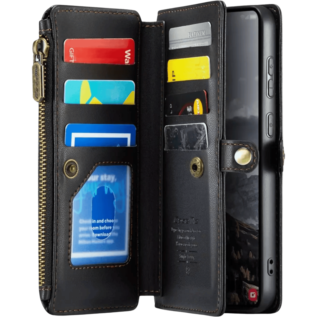 Caseme Samsung S24 FE Clutch Wallet met Koord Zwart
