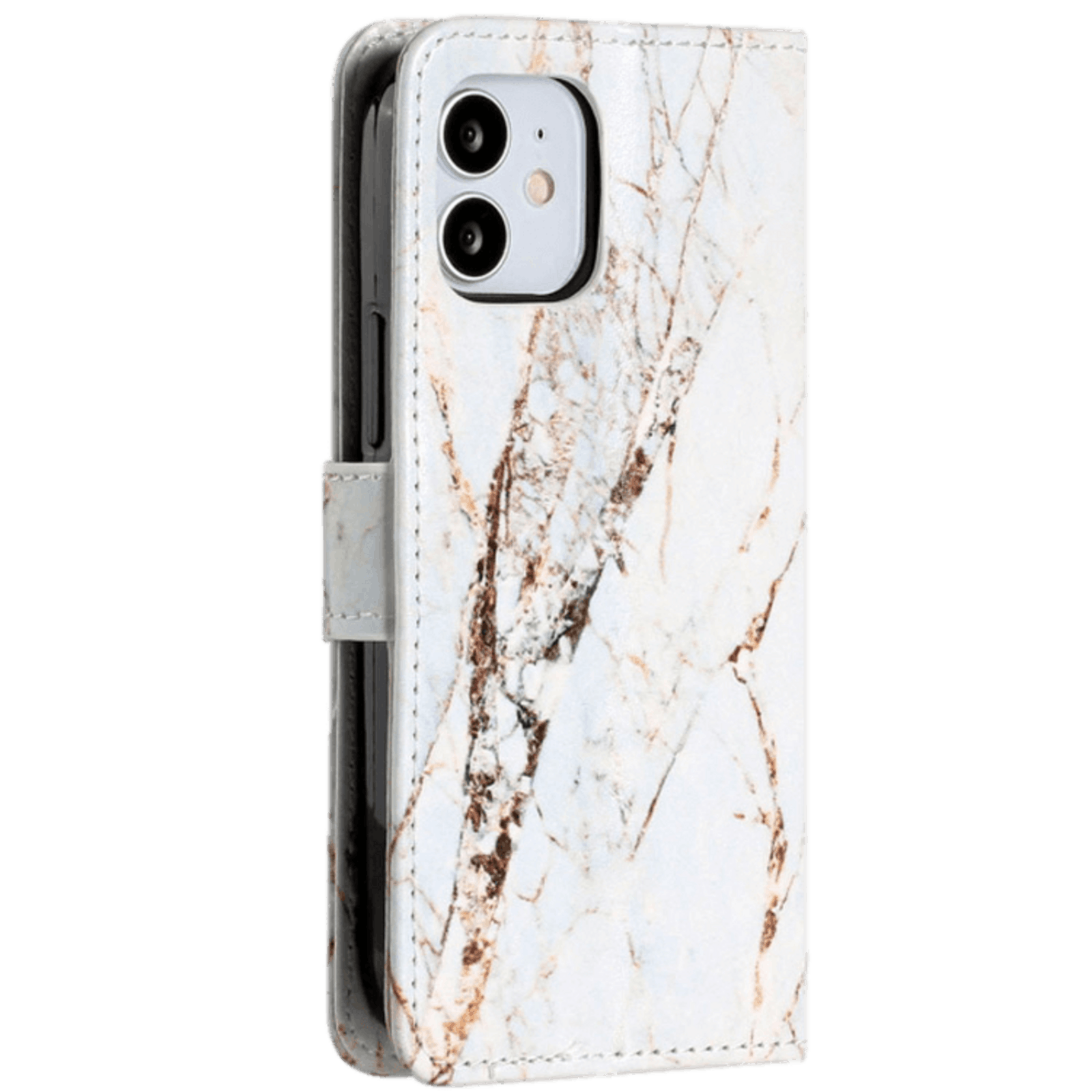 Comfycase iPhone 12 Mini Bookcase Hoesje Wit Marmer