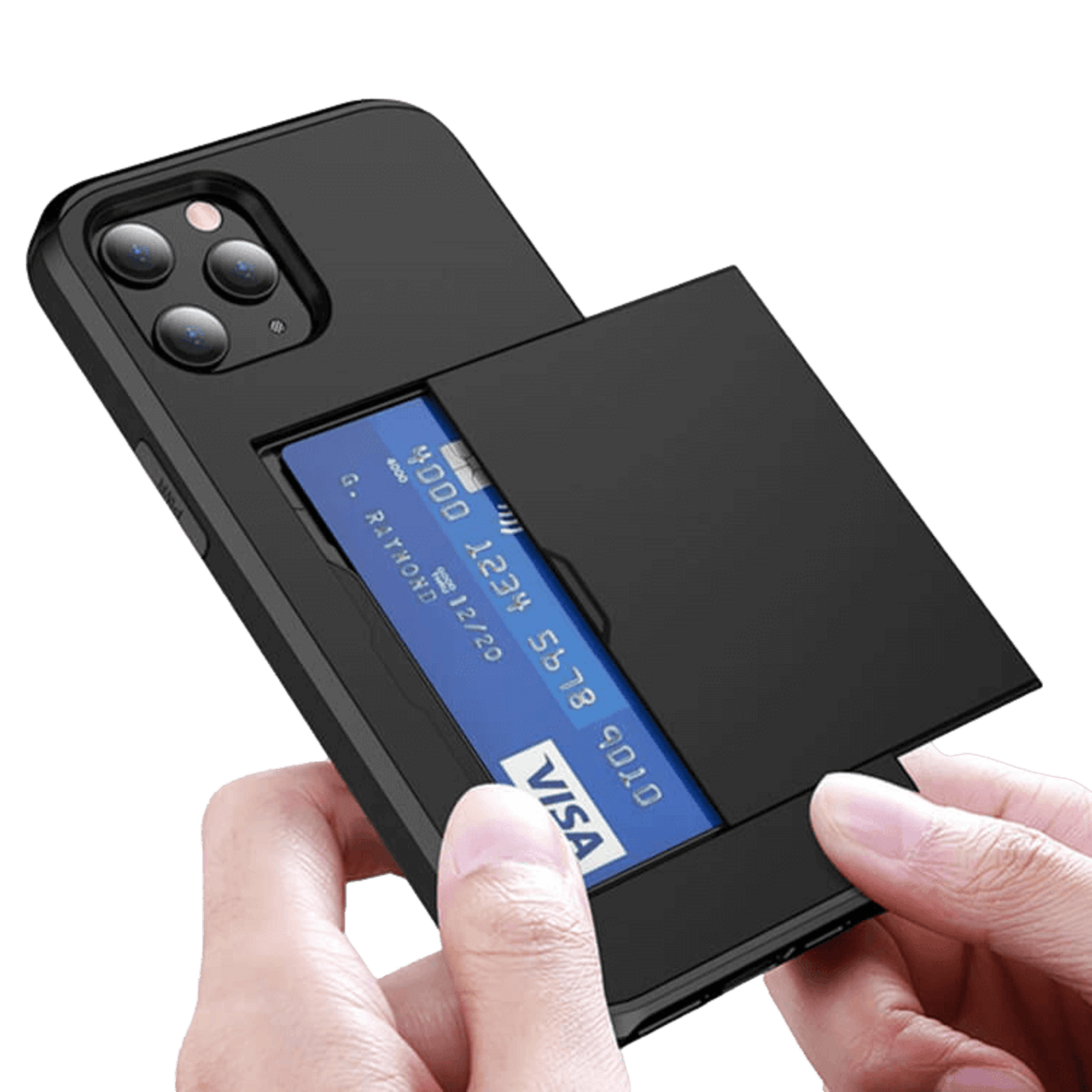 Slide Case iPhone 13 Pro Hoesje met Pashouder Zwart