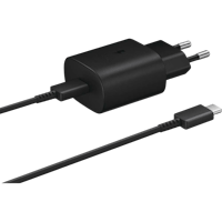Samsung USB-C Snellader 25W + Kabel Zwart - Voorkant