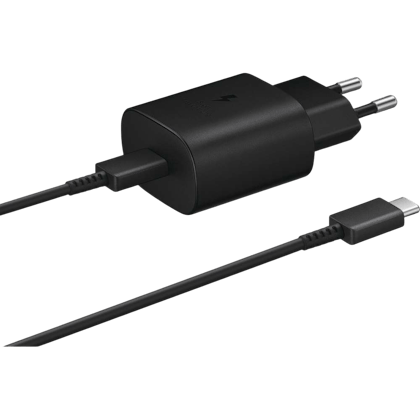 Samsung USB-C Snellader 25W + Kabel Zwart - Voorkant
