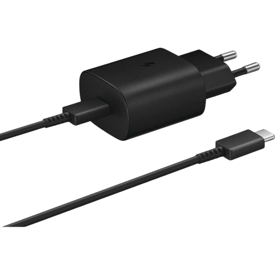 Samsung USB-C Snellader 25W + Kabel Black - Voorkant