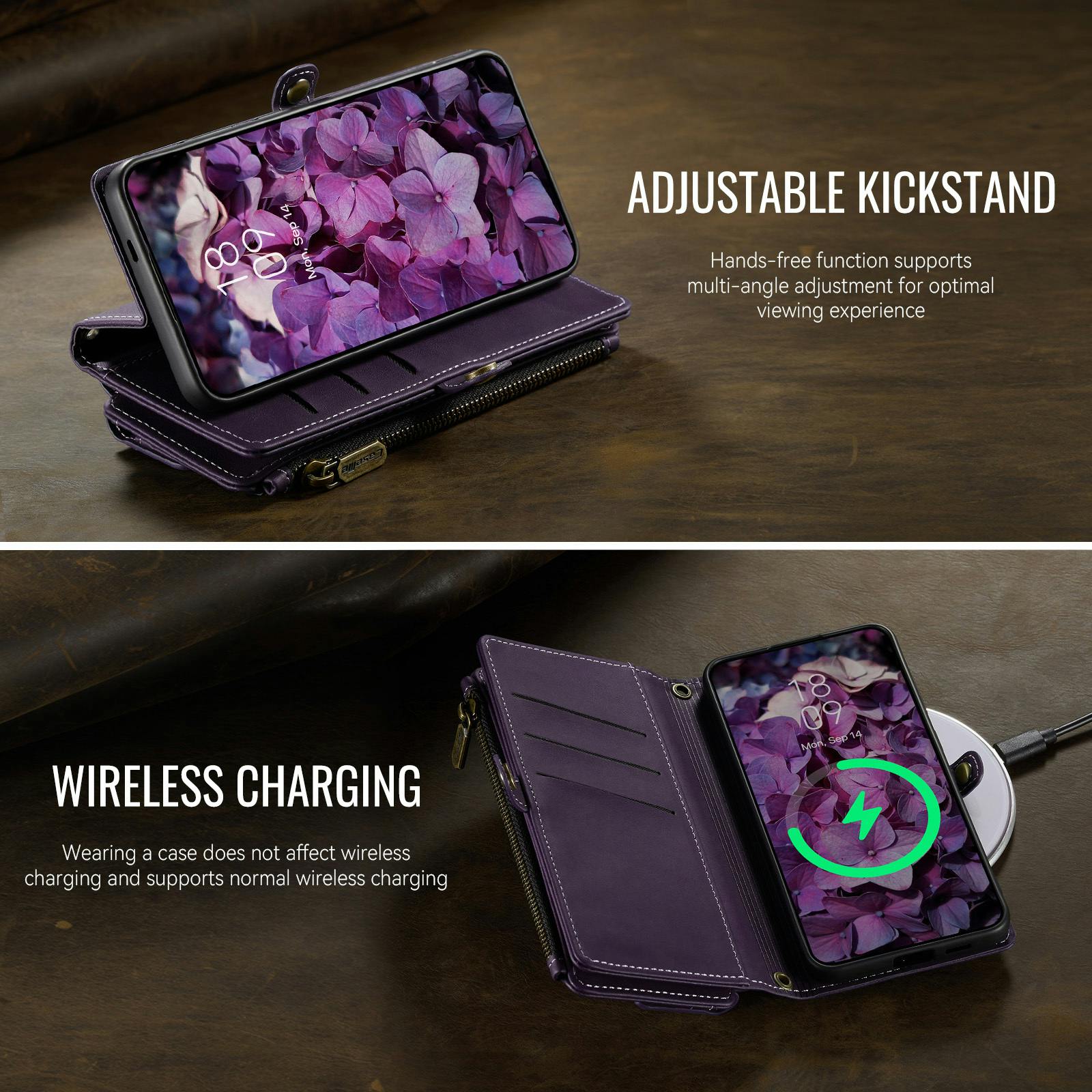 Caseme Samsung Galaxy S26 Luxe Alles-in-één Portemonnee Hoesje Paars