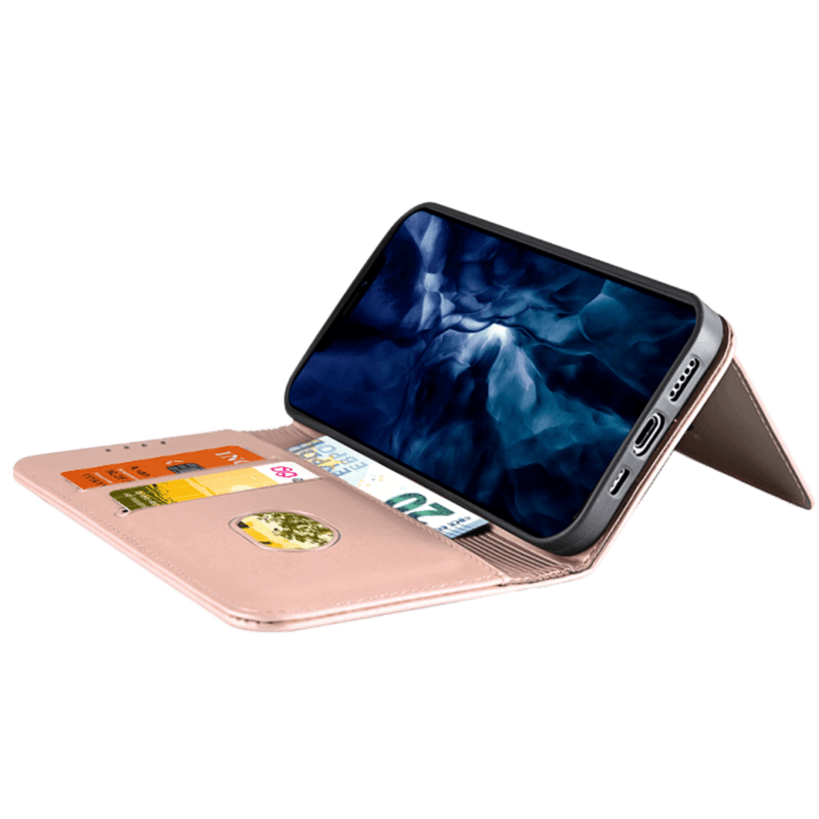 CaseBody iPhone 12 Pro Max BESTE KOOP - Lux Bookcase Hoesje Roségoud