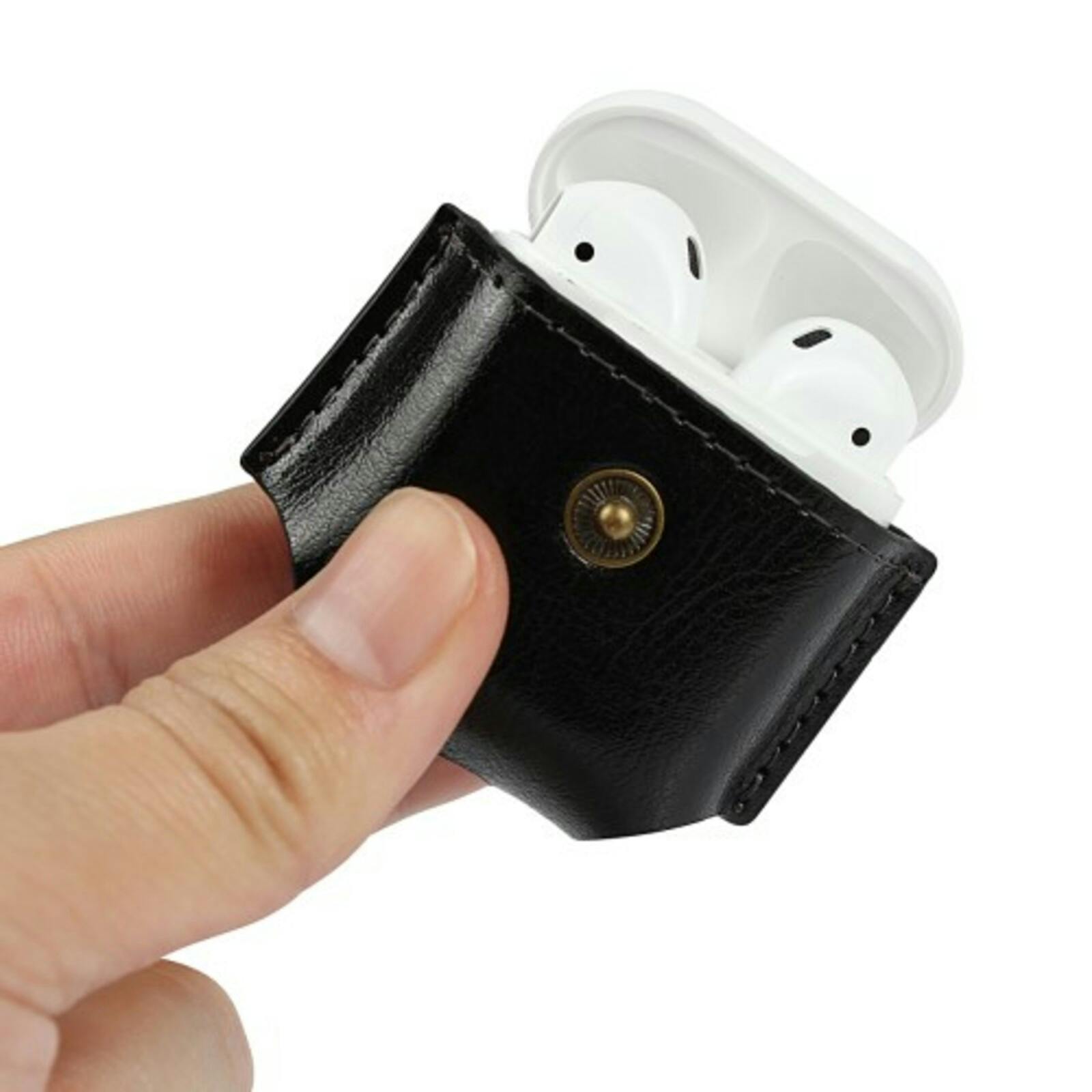 Mocaa Echt Leder AirPods 1/2 Case Zwart