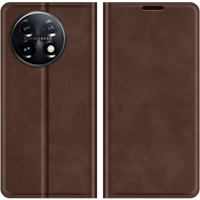 Just in Case OnePlus 11 Magnetisch Portemonnee Hoesje Bruin - Voorkant & achterkant