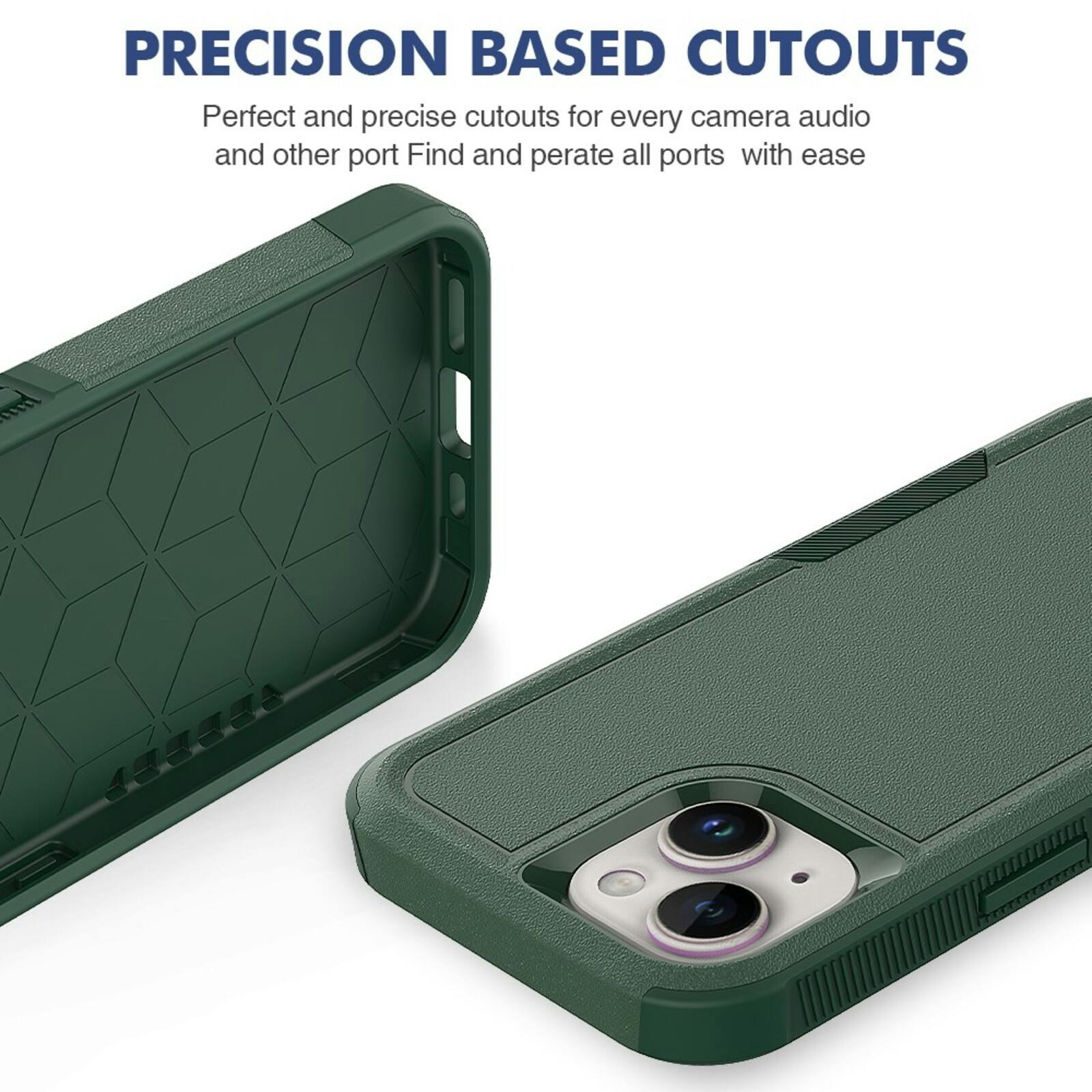 CaseBody Apple iPhone 15 Rugged Armor Back Cover Donkergroen