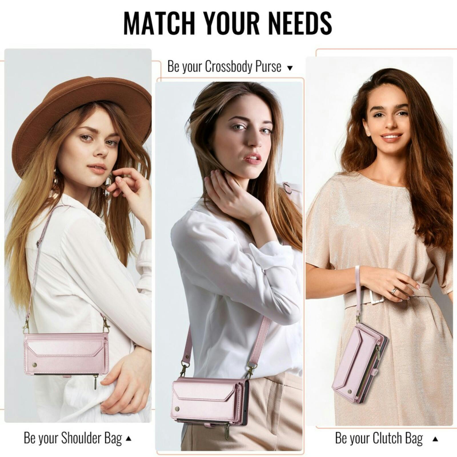 Caseme Samsung S24 FE Clutch Wallet met Koord Roze