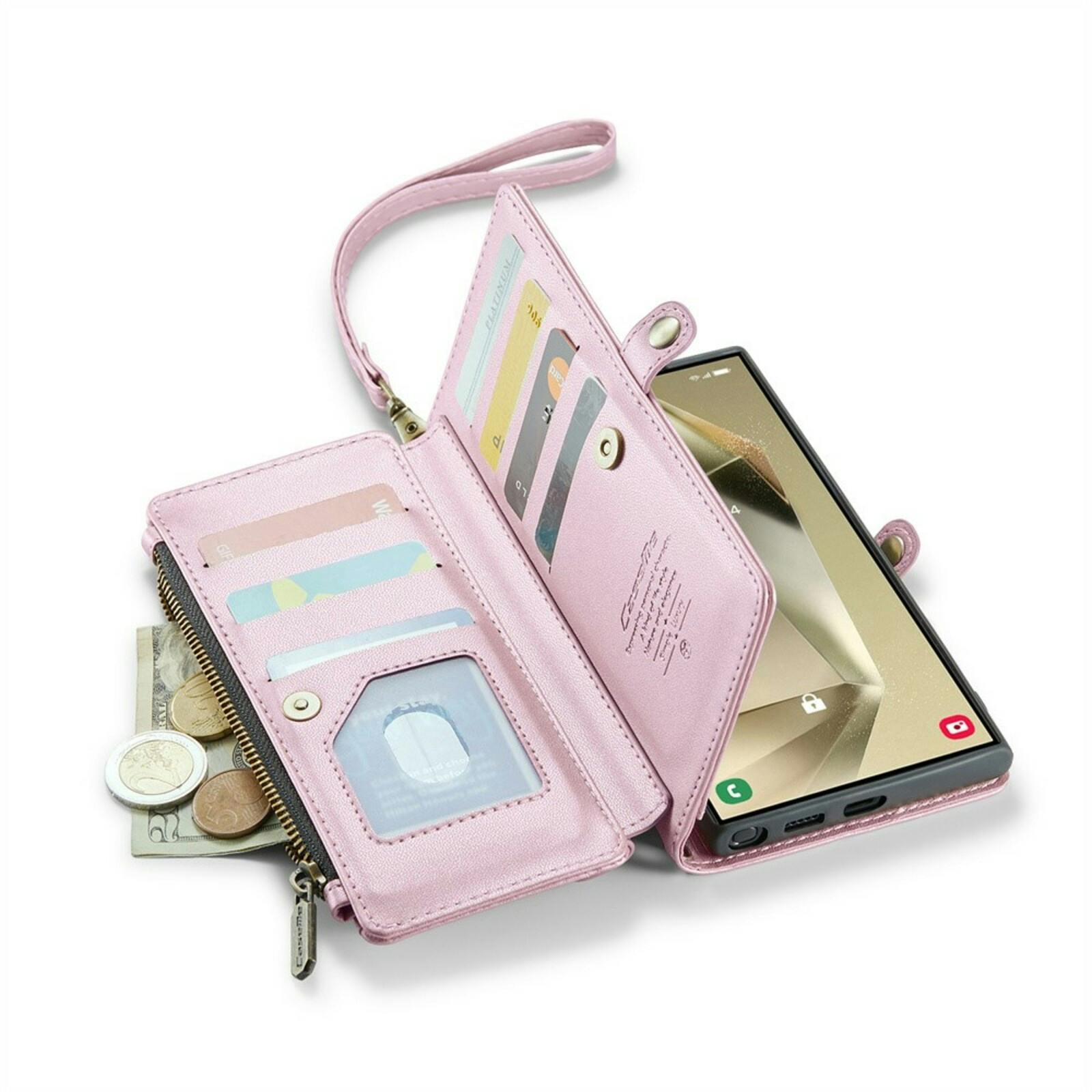 Caseme Samsung S24 Ultra Clutch Wallet met Koord Roze
