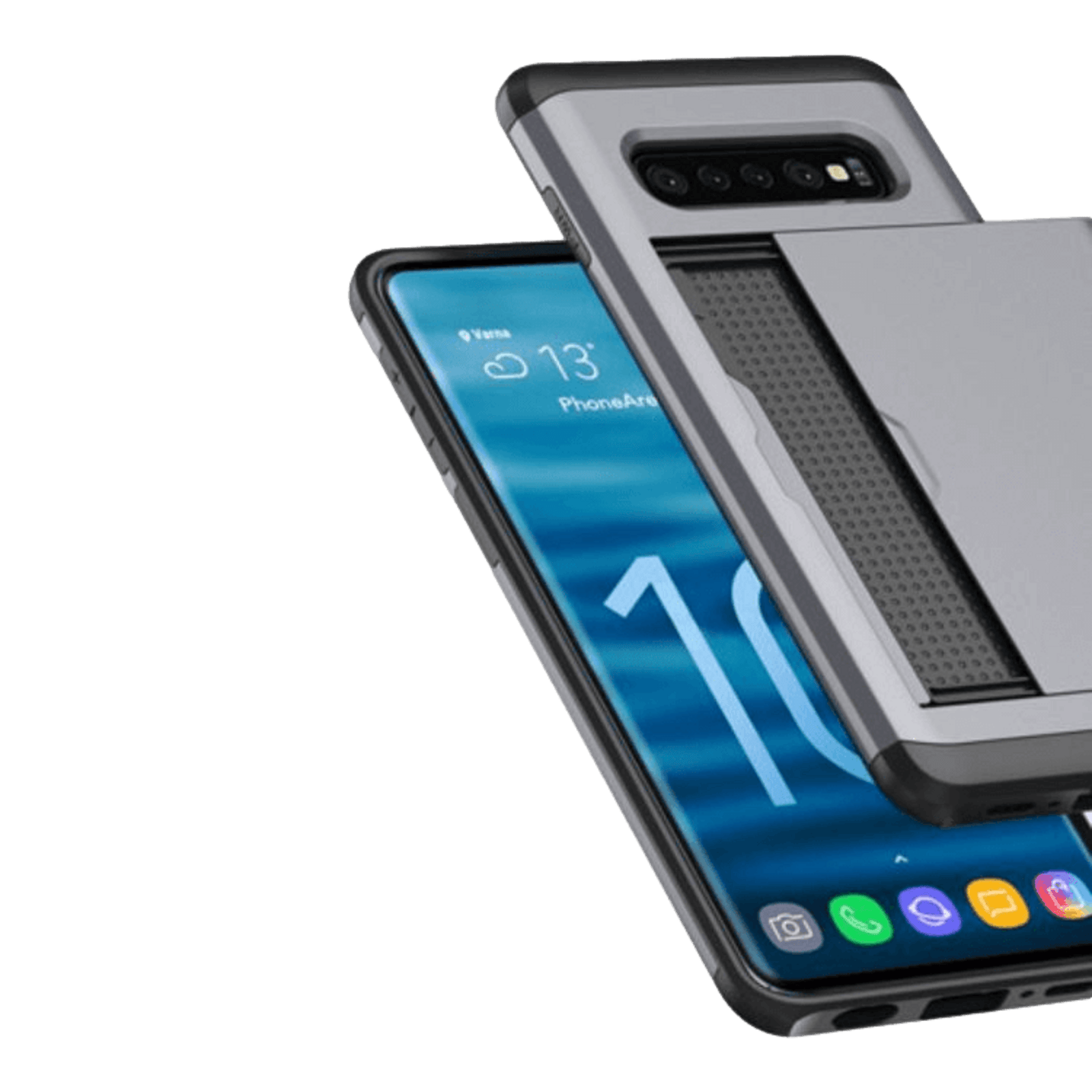 Slide Case Samsung Galaxy S10 Hoesje met Pashouder Zilver