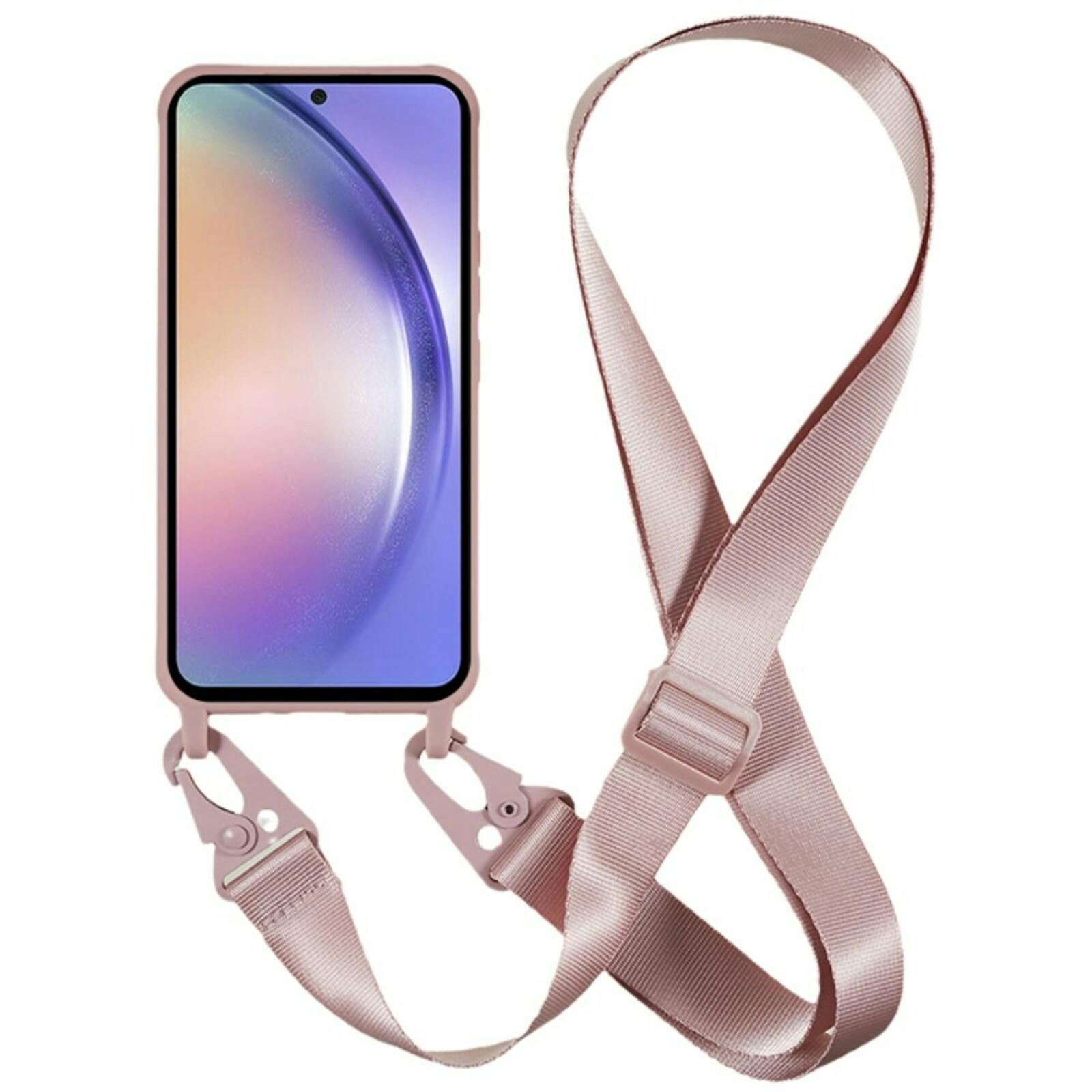 Mocaa Samsung Galaxy S24 Hoesje met Verstelbaar Koord Roze