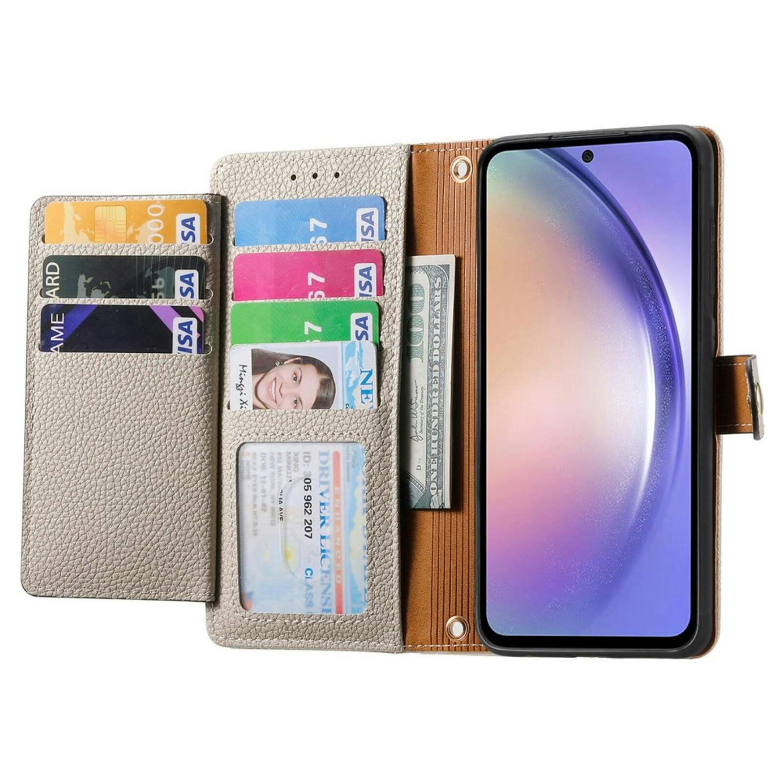 Mocaa Samsung Galaxy A56 Love Heart Wallet Hoesje Beige
