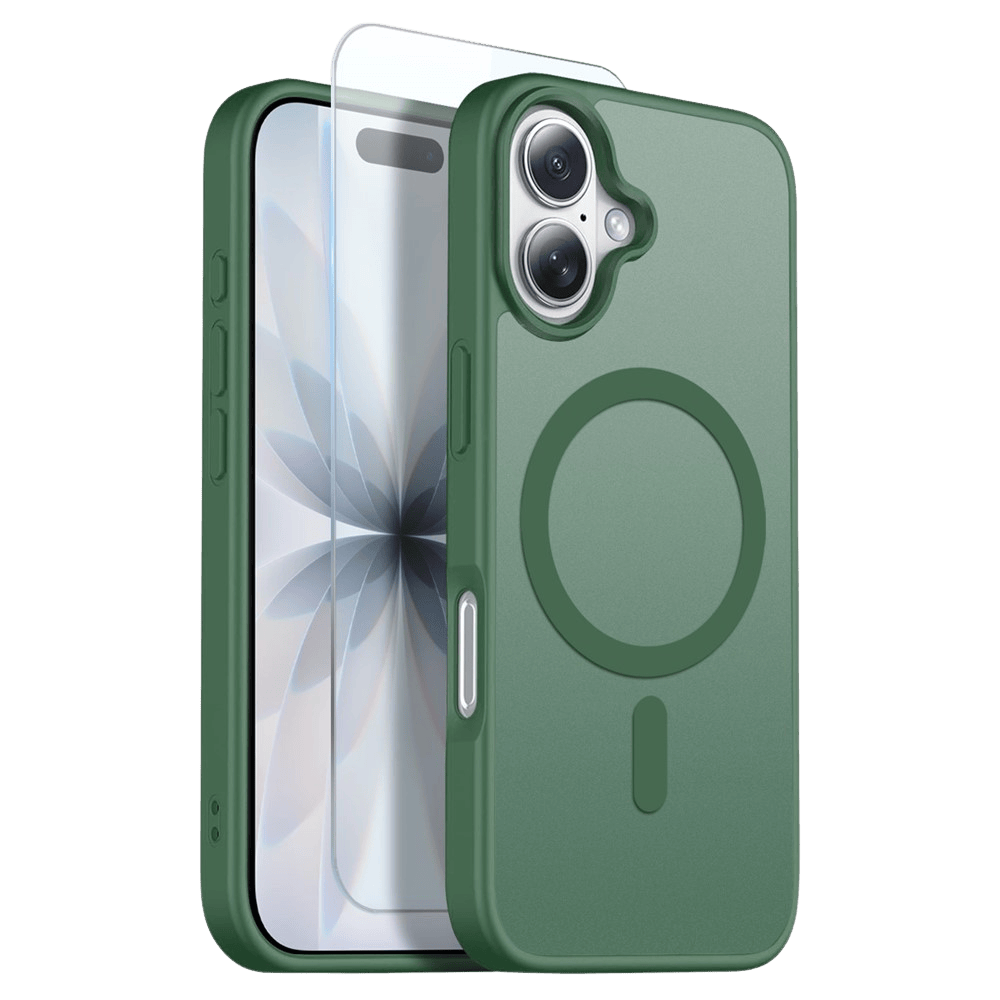 Northjo 2-in-1 iPhone 17 Hoesje – Shockproof, MagSafe + Screenprotector Groen