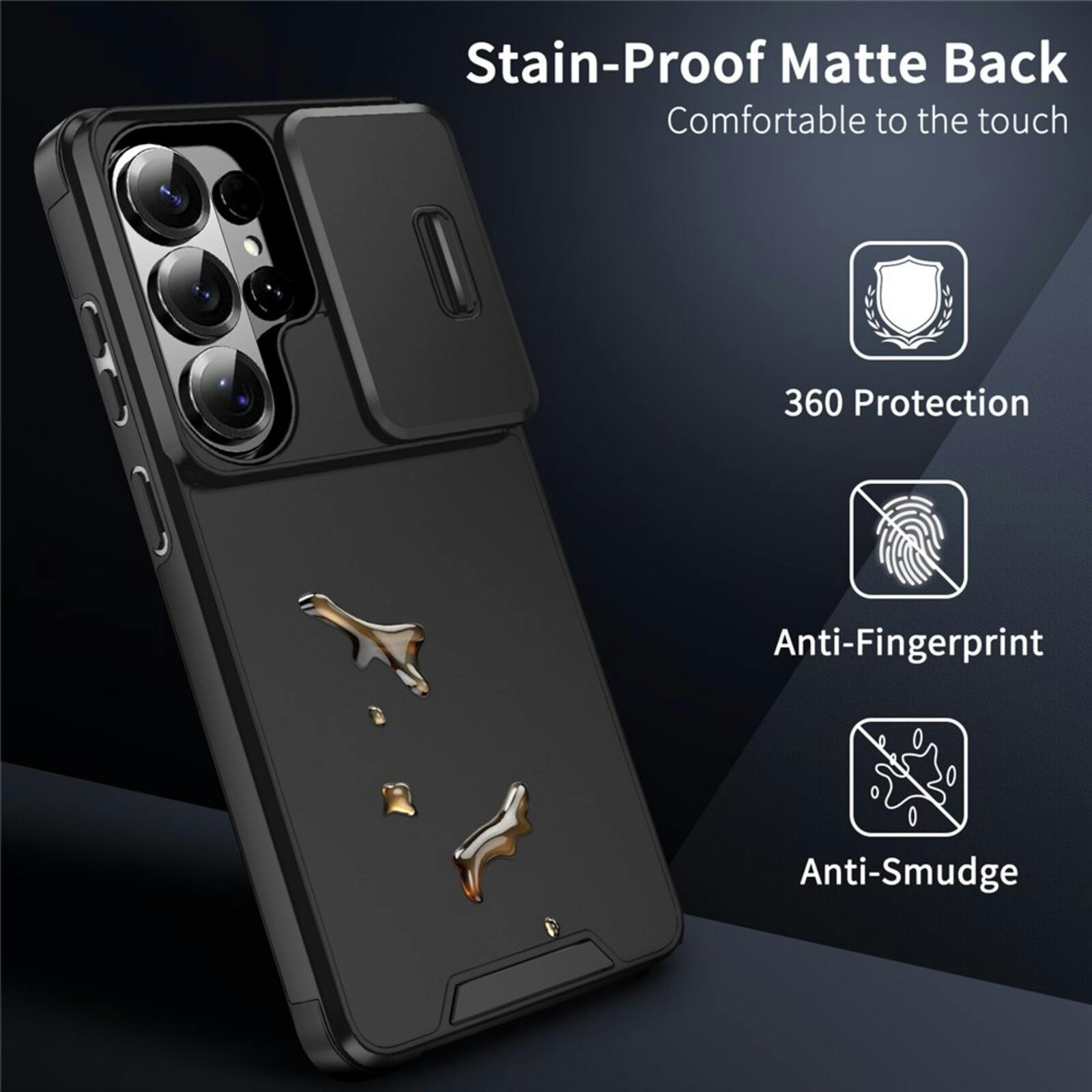 Comfycase Samsung Galaxy S26 Ultra Stevig Beschermhoesje met Camerabeschermer Zwart