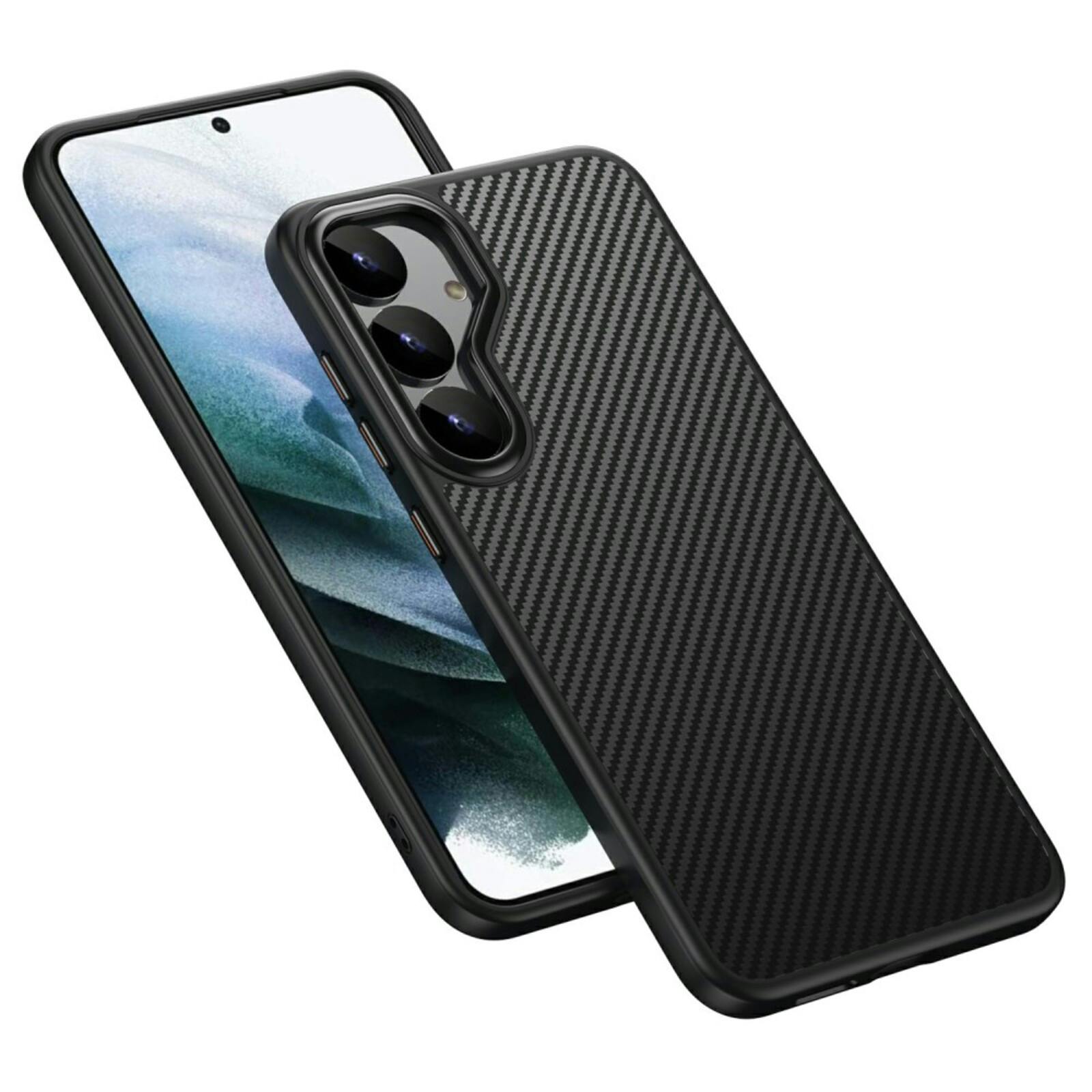 Mocaa Samsung S25 Slim Carbon Pantser MagSafe Case Zwart