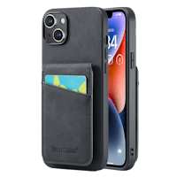 Fierre Shann iPhone 14 Slim Wallet Case Zwart