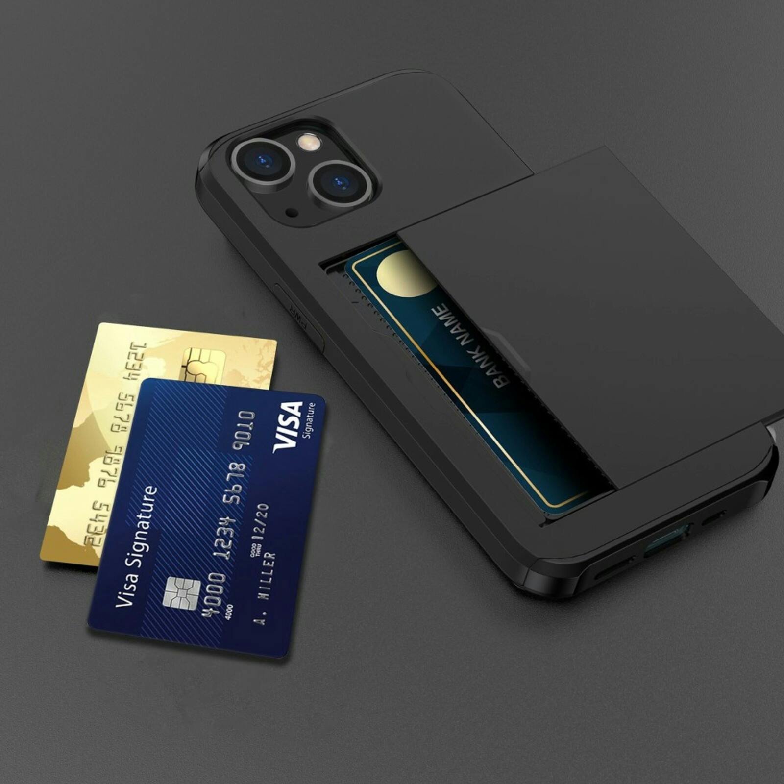 Slide Case Apple iPhone 15 Hoesje Met Pashouder Zwart