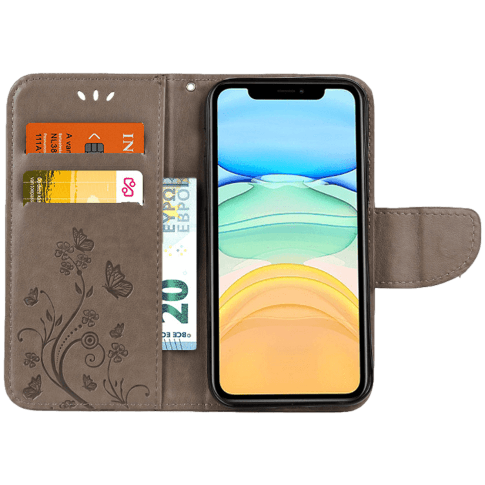 Mocaa iPhone 12 Mini Booklet Hoesje Grijs