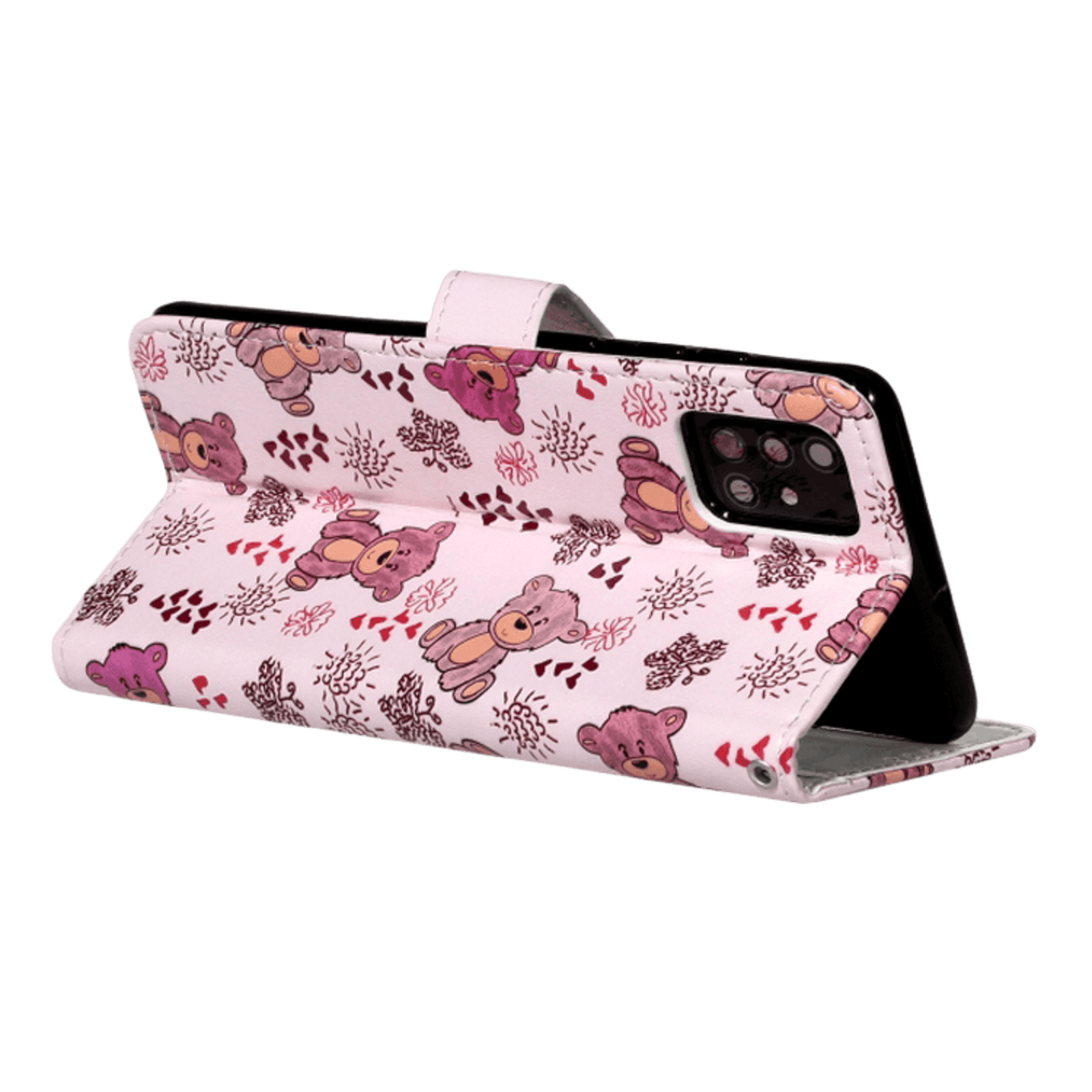 Comfycase Samsung Galaxy A71 Cutie Bears Booktype Hoesje Roze
