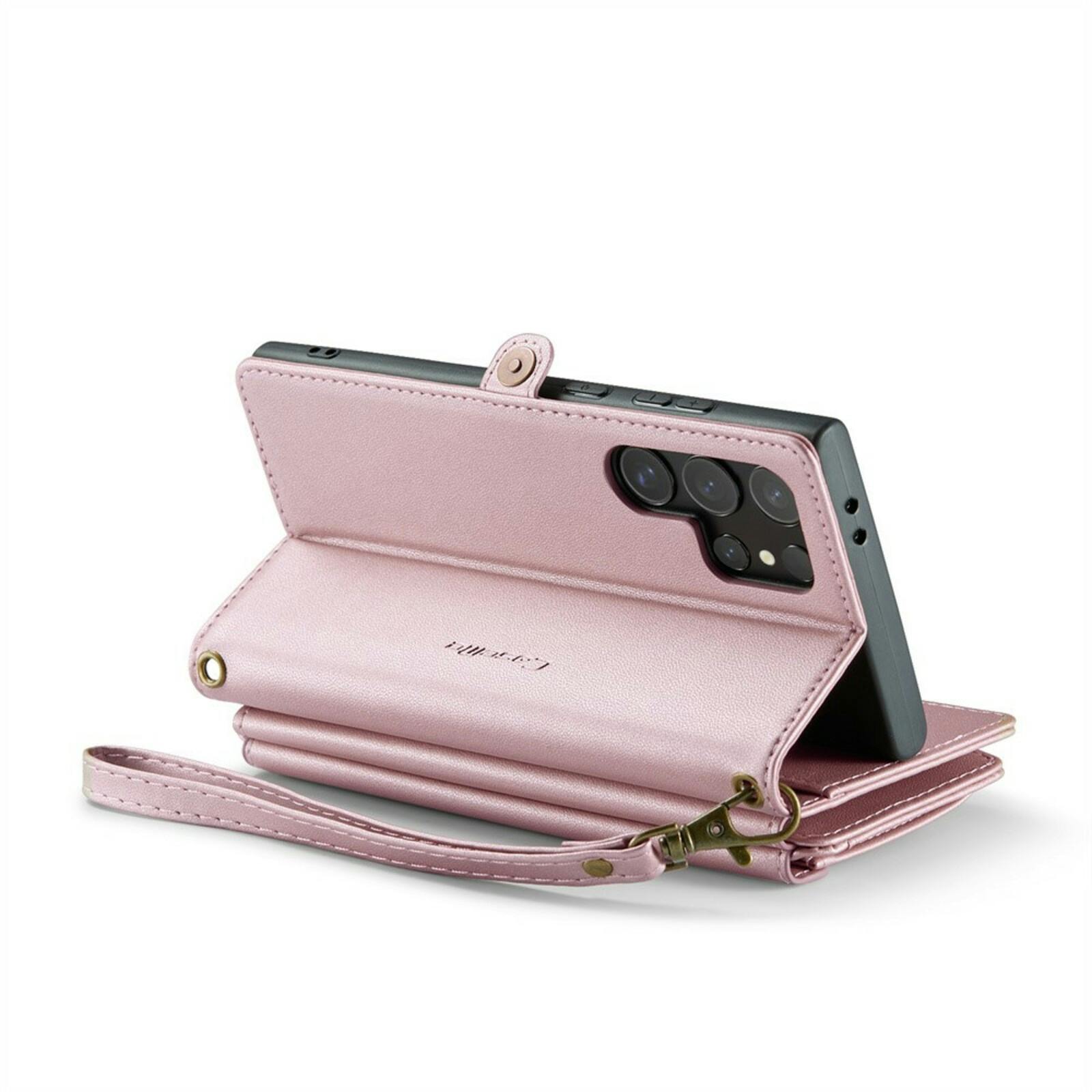 Caseme Samsung S24 Ultra Clutch Wallet met Koord Roze