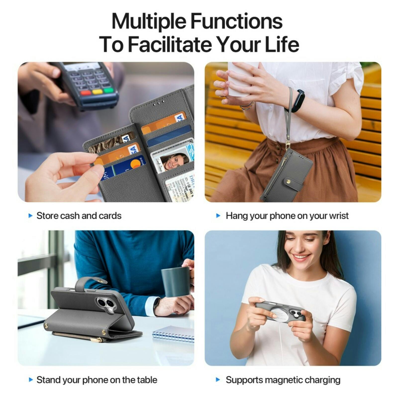 DUX DUCIS Apple iPhone 16 Plus Premium 2-in-1 Bookcase met MagSafe Hoesje Grijs