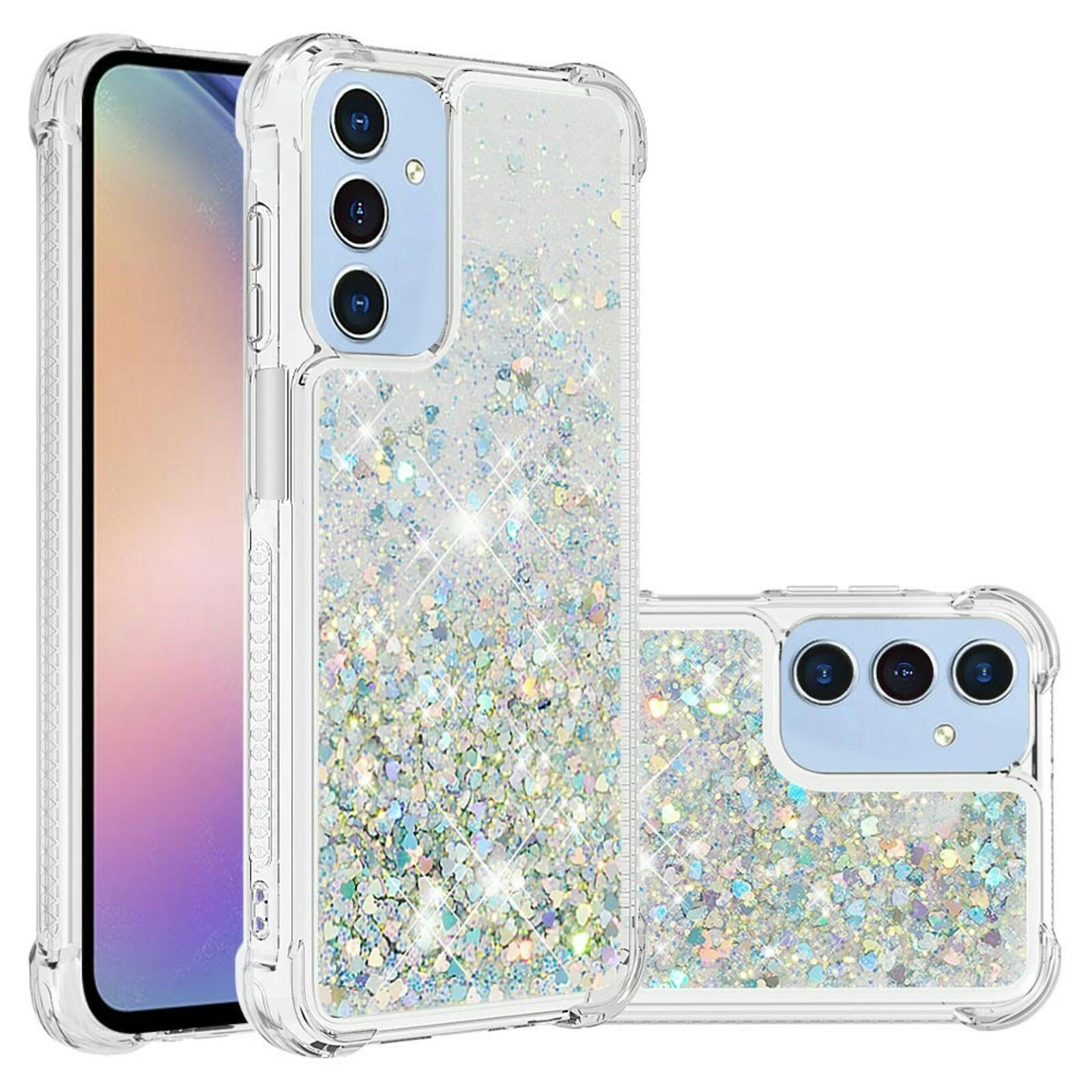 Mocaa Samsung Galaxy A15 5G Valbestendig Glitter Hoesje Zilver