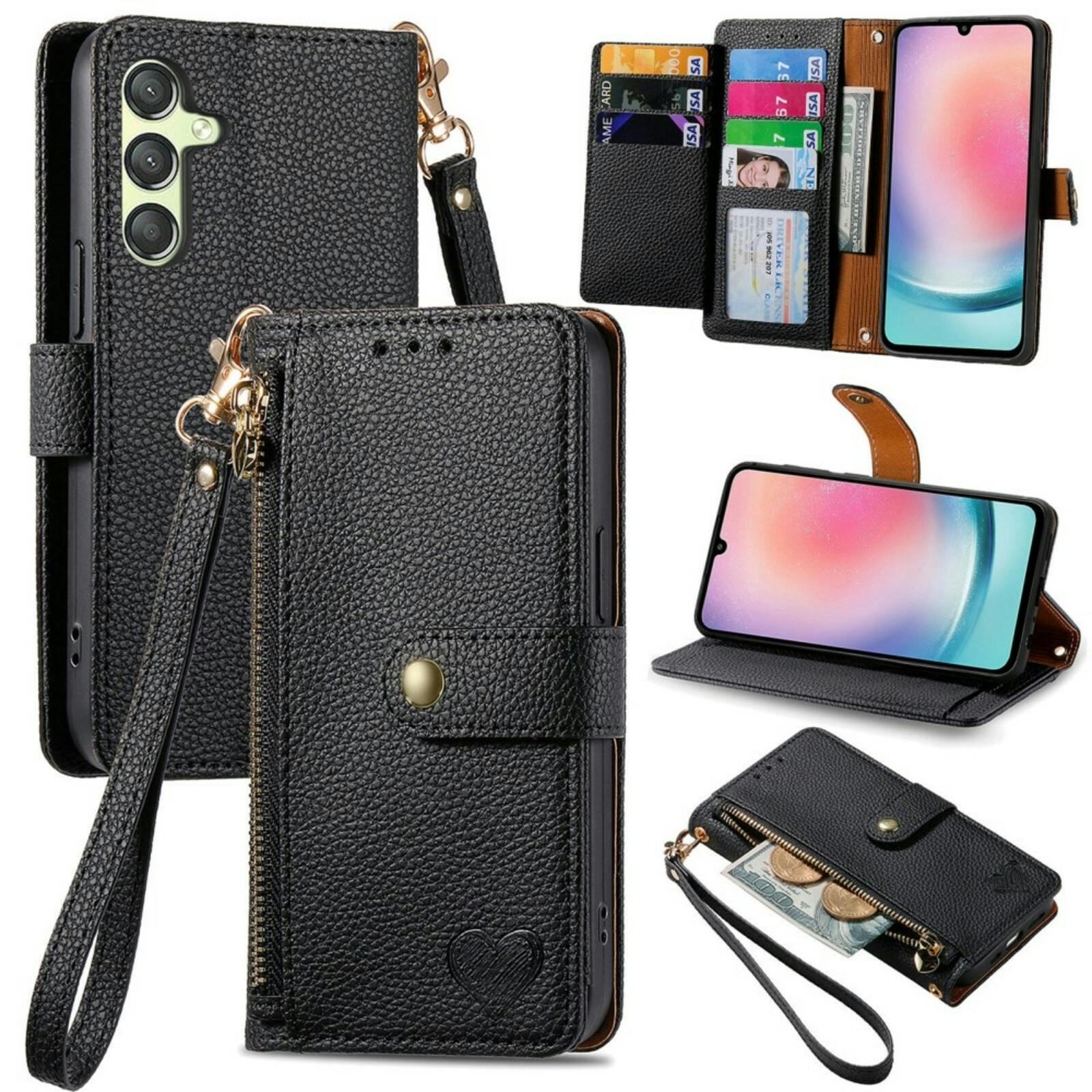 Mocaa Samsung Galaxy A25 Love Heart Wallet Hoesje Zwart