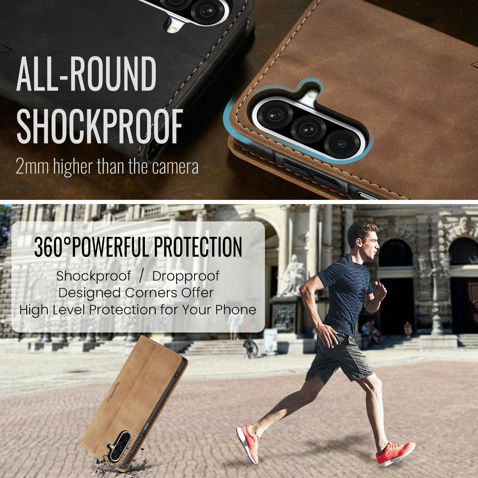 Caseme Samsung Galaxy A57 Business Bookcase Hoesje Grijs