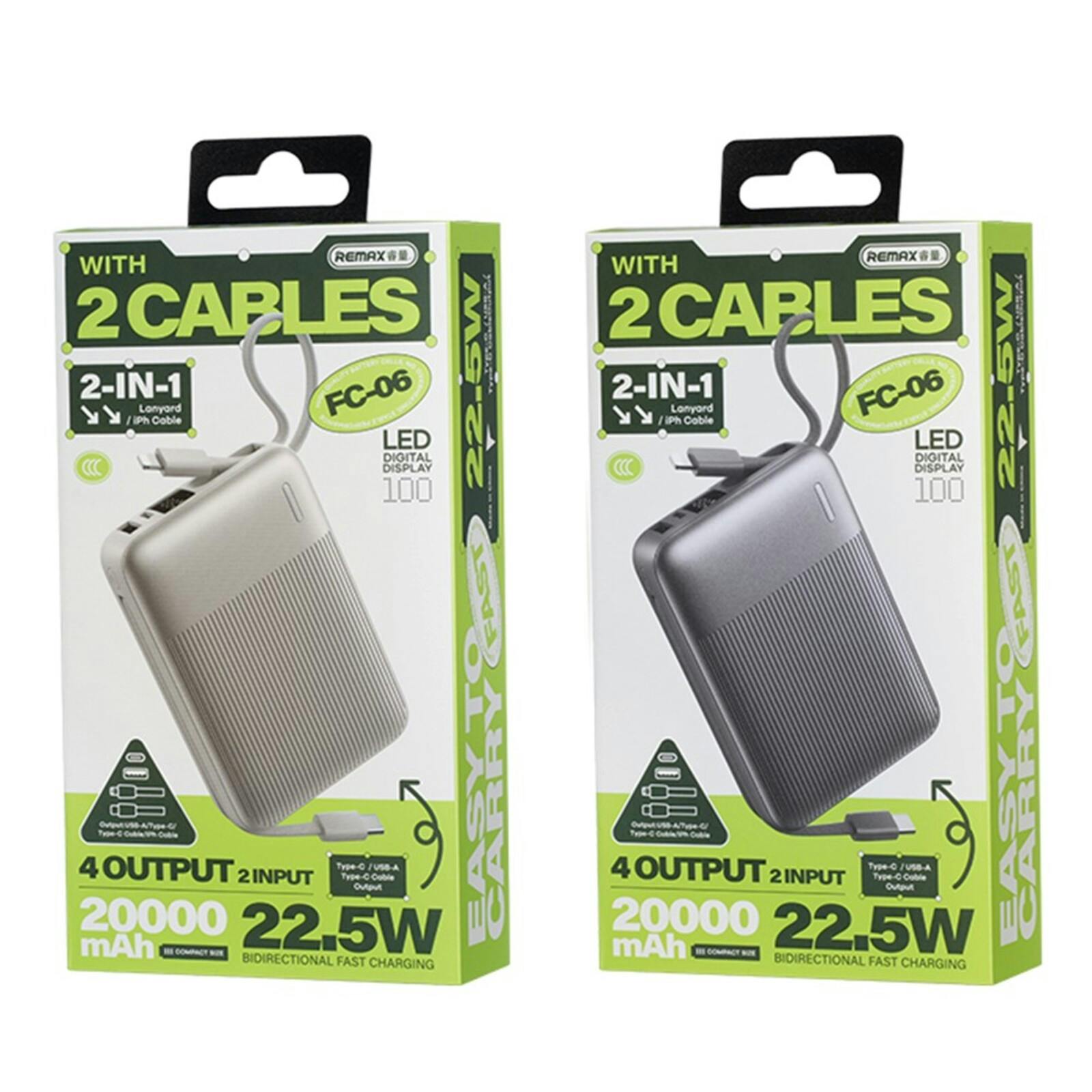 Remax 20.000mAh Compact Fast Charging Powerbank Grijs - Titanium 20.000 mAh