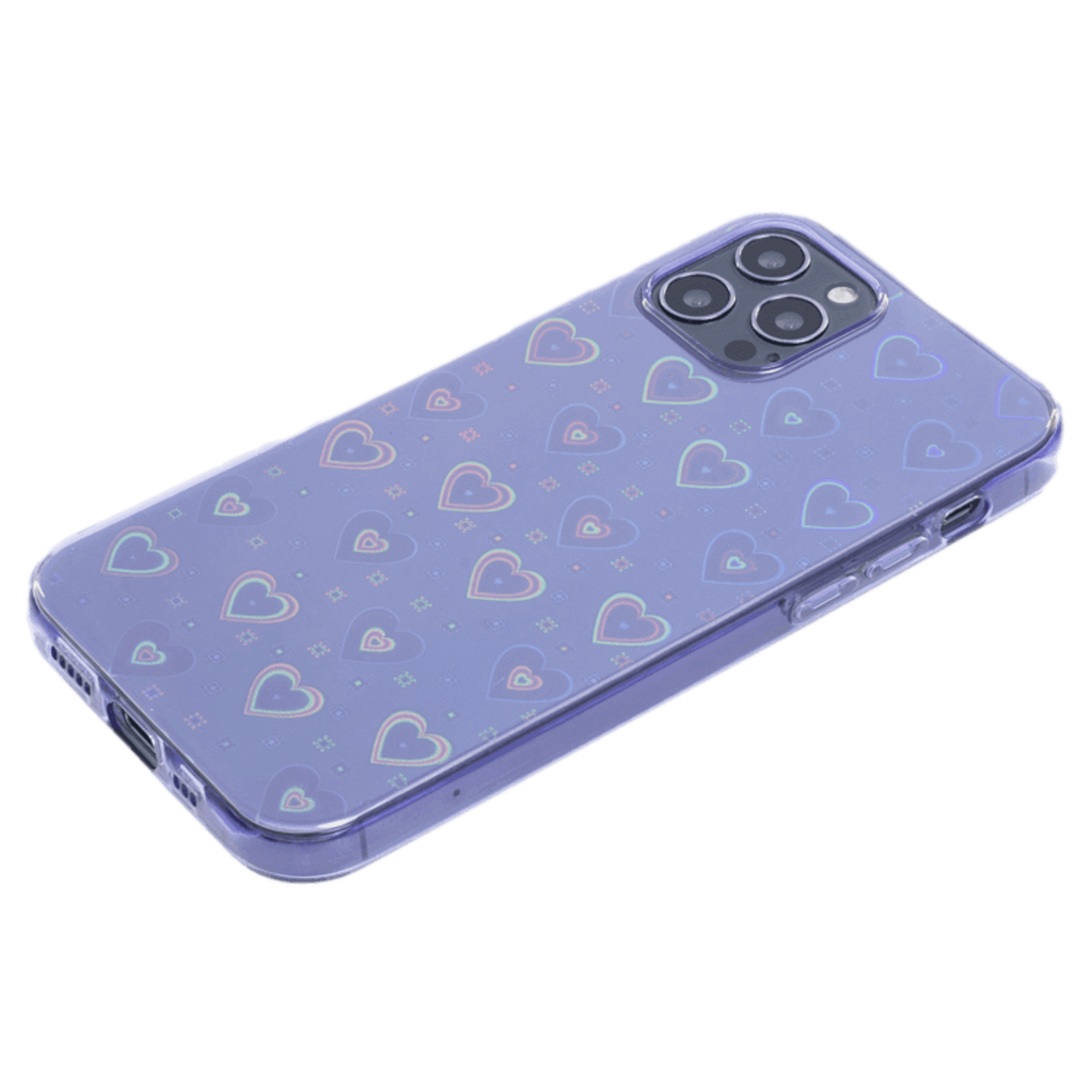 Mocaa iPhone 12 (Pro) 3D Effect Hartjes Hoesje Paars