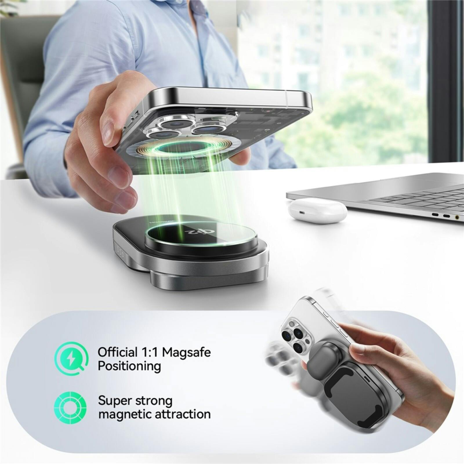 Joyroom Premium 3 in 1 Compact Wireless Charging Station Zwart