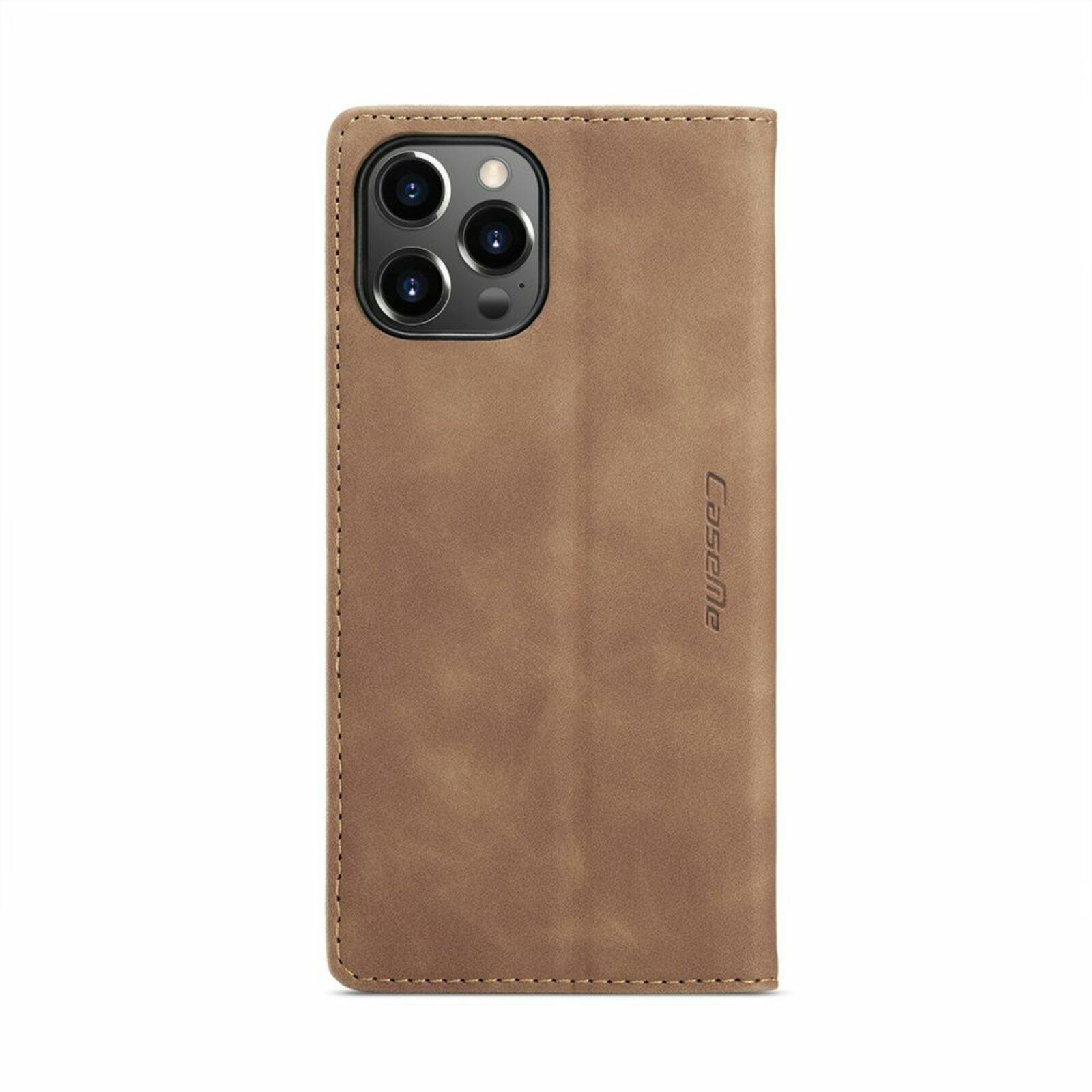 Caseme iPhone 15 Pro Retro Portemonnee Hoesje Bruin