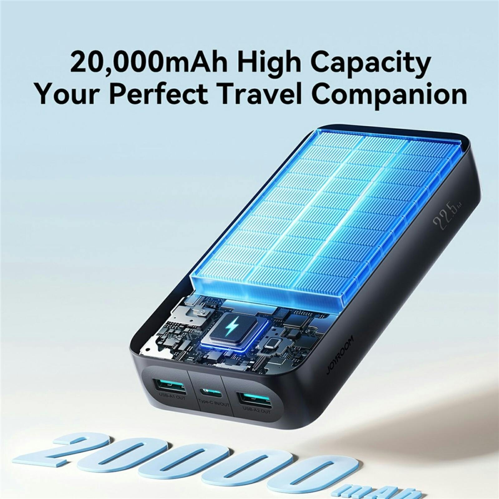 Joyroom Pro Display Powerbank 3 Output Poorten 20.000mAh Zwart