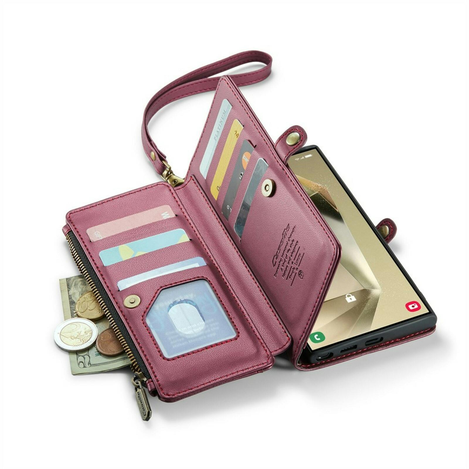 Caseme Samsung S24 Ultra Clutch Wallet met Koord Bordeaux